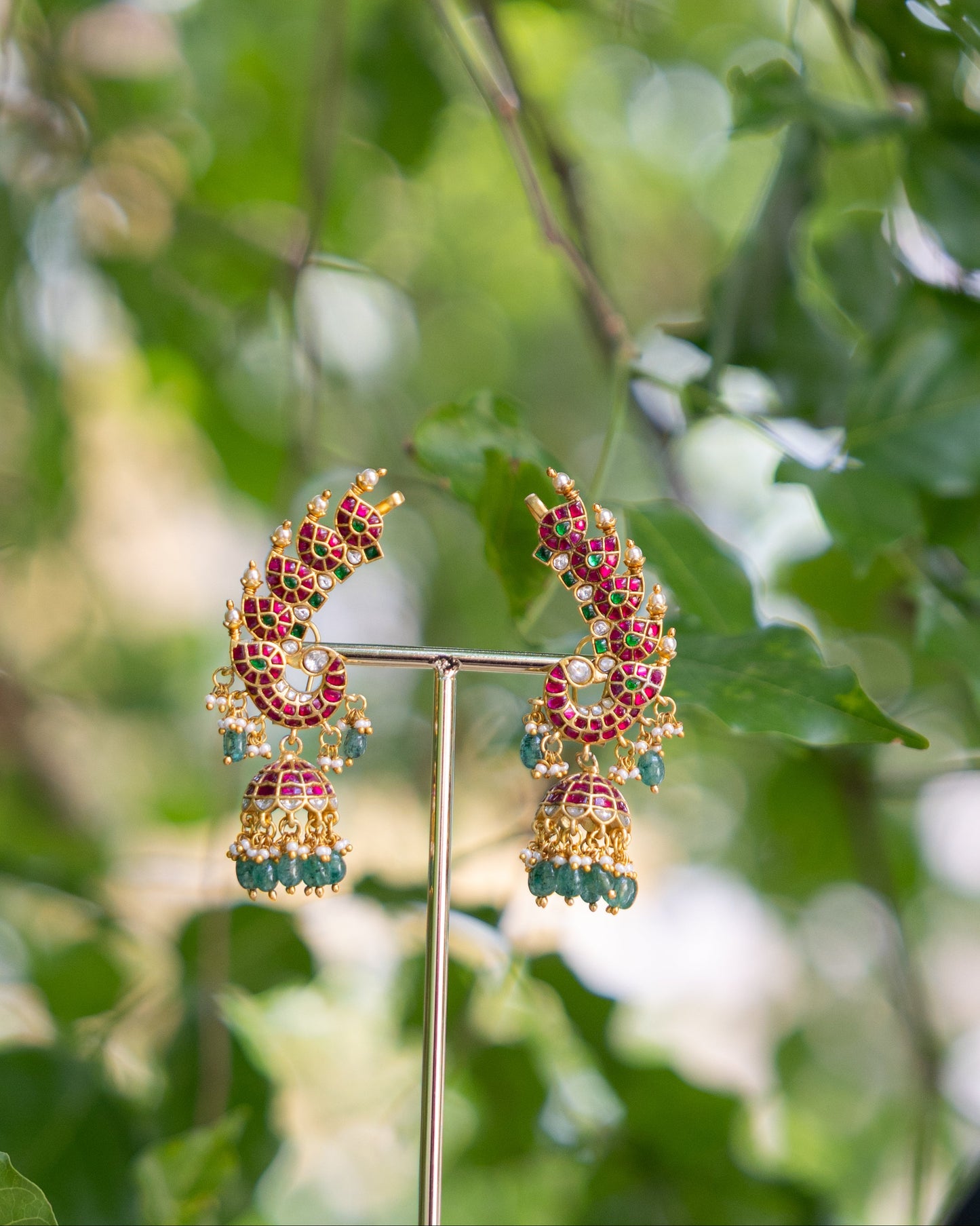 Multicolor Floral Jadau Kundan Jhumkas  | ER370