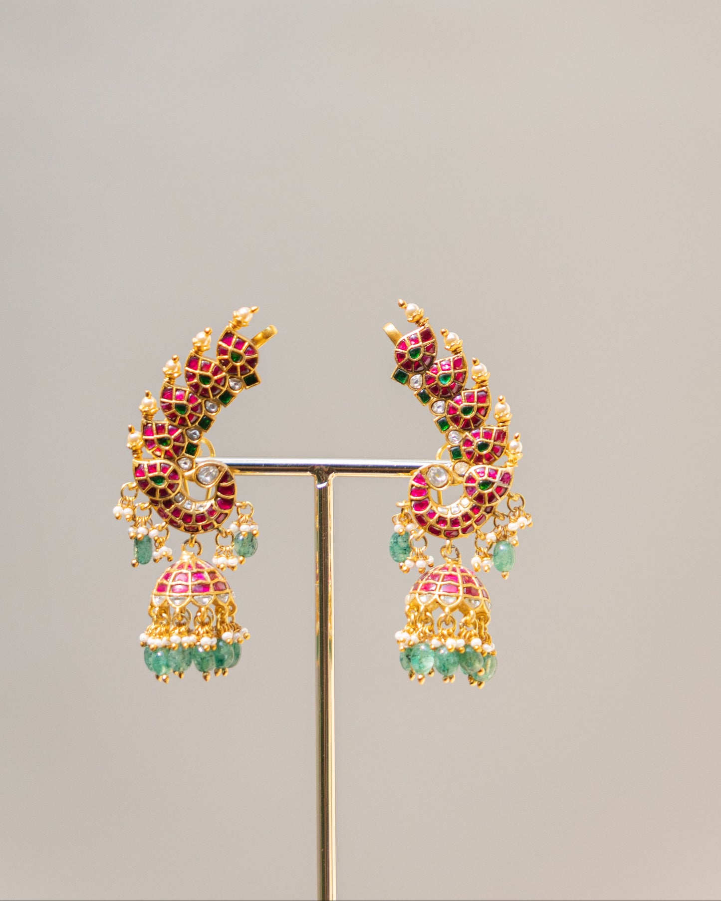 Multicolor Floral Jadau Kundan Jhumkas  | ER370