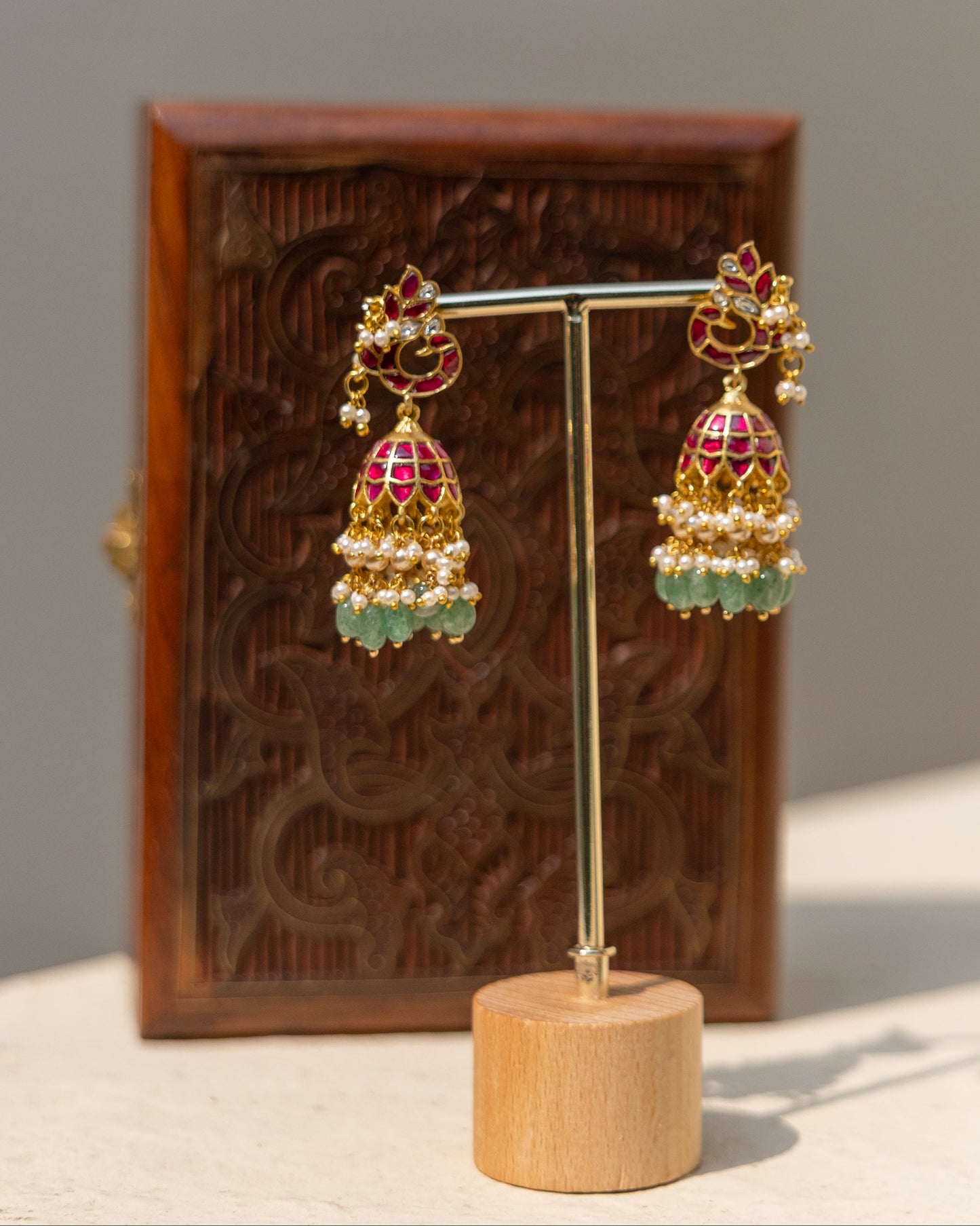 Multicolor Floral Jadau Kundan Jhumkas  | ER368