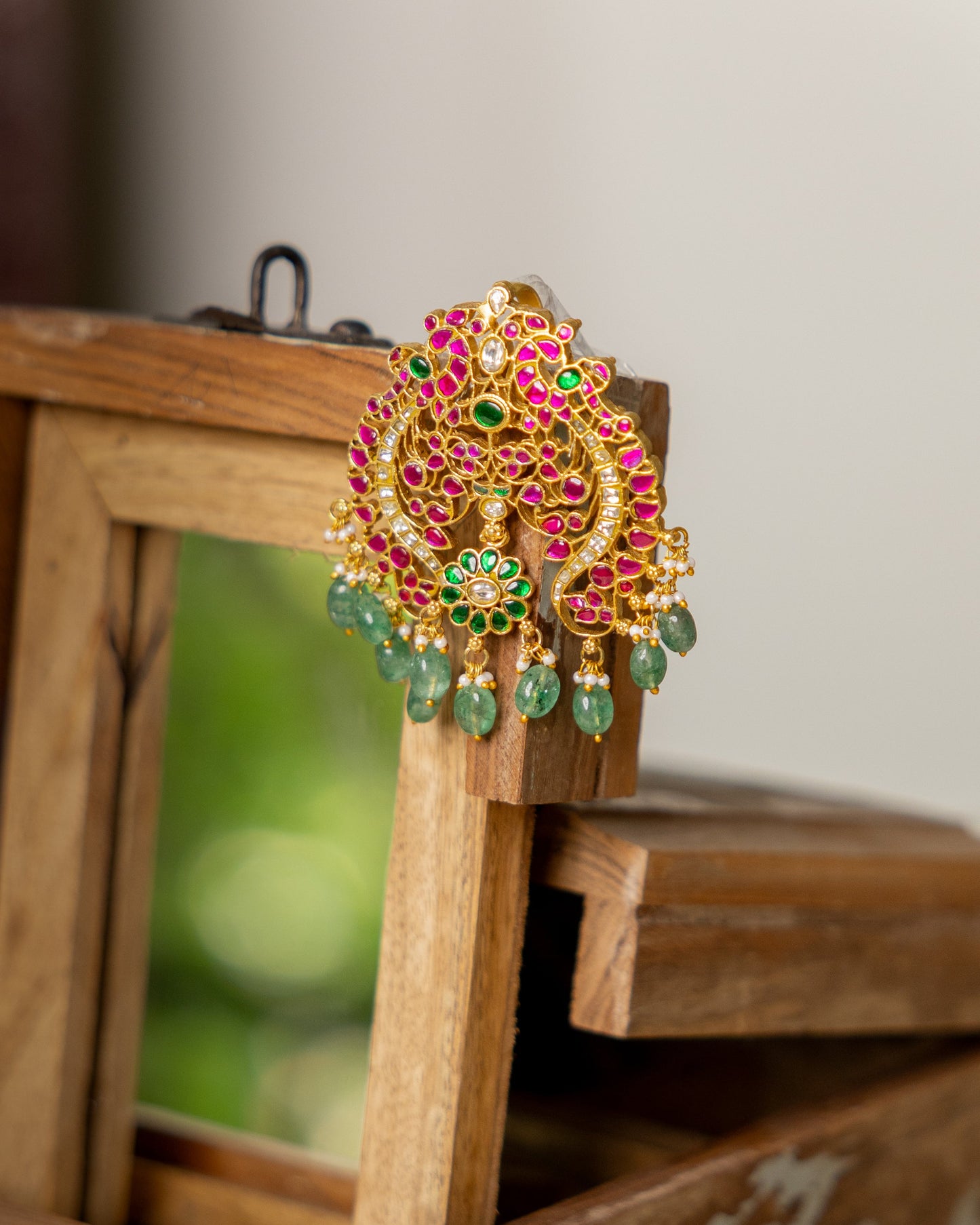 Multicolor Royal Floral Jadau Kundan Pendant | HA339