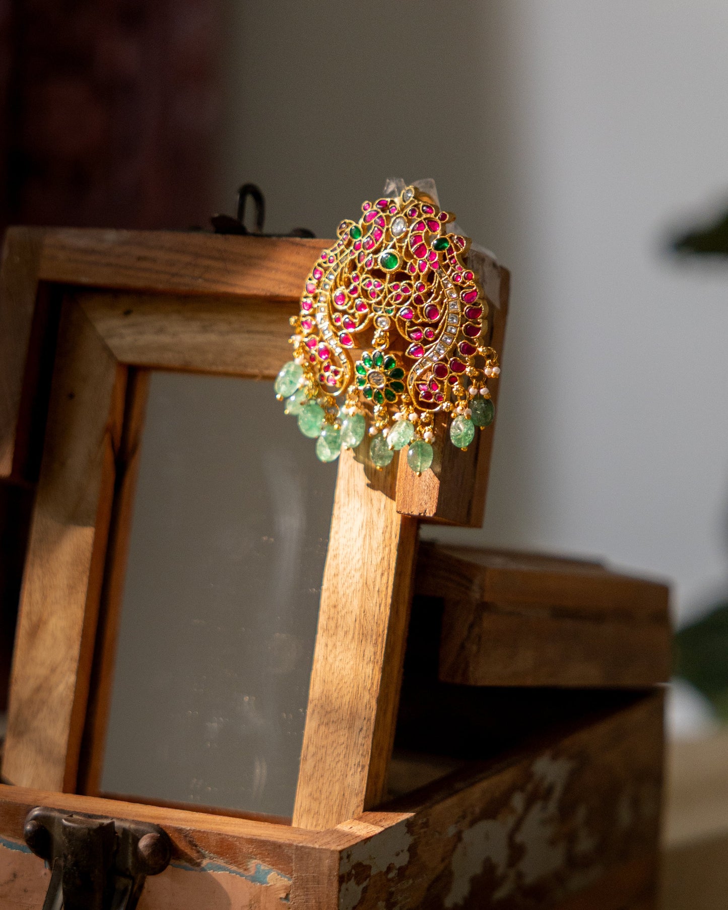 Multicolor Royal Floral Jadau Kundan Pendant | HA339