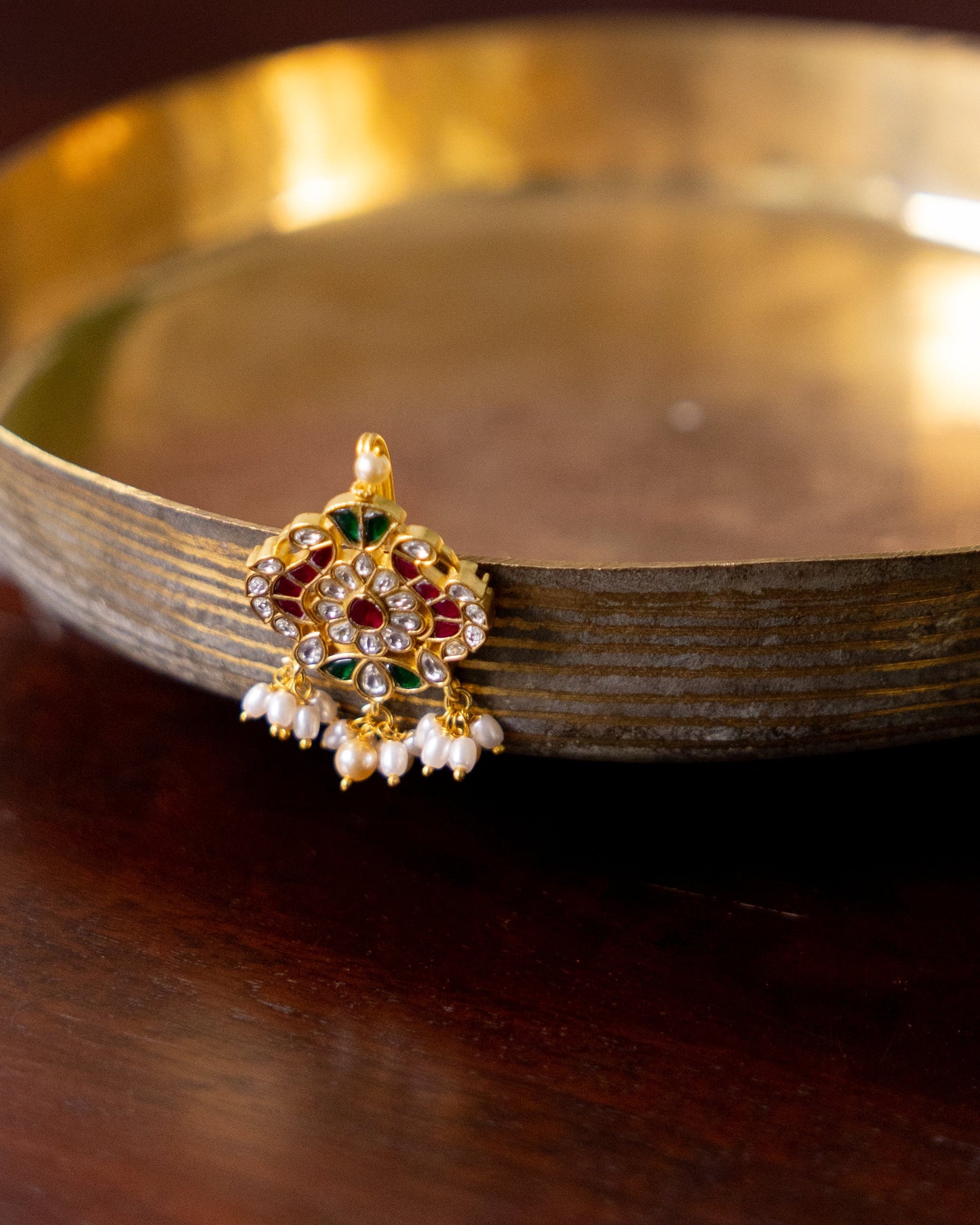 Handcrafted Floral Multi Colour Hair Pins – Jadau Kundan & Pearls | HA320