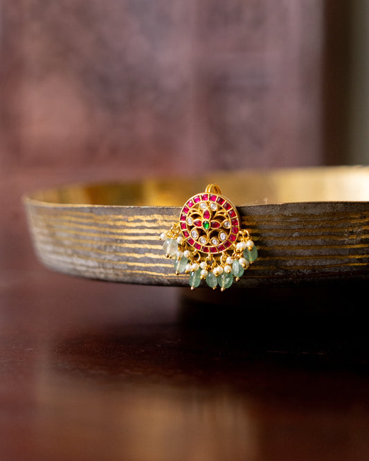 Multicolor Royal Floral Peacock Jadau Kundan Pendant | HA324