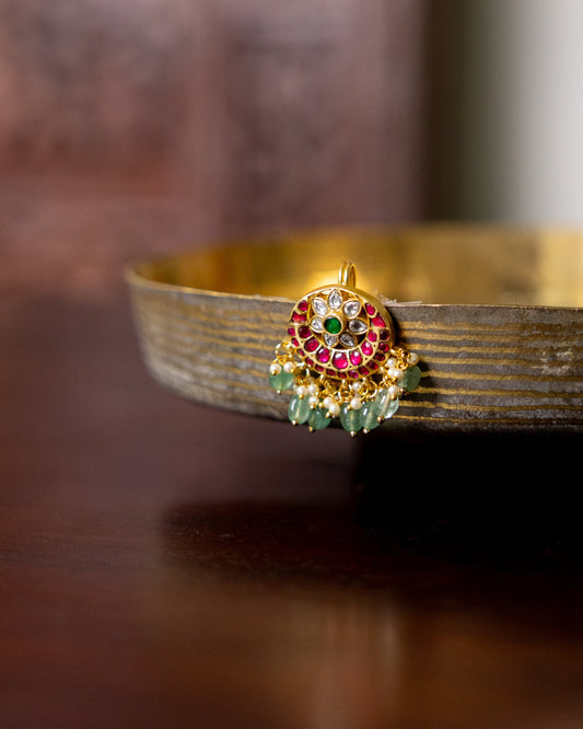 Multicolor Royal Floral Peacock Jadau Kundan Pendant | HA325