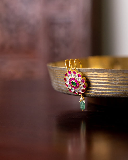 Handcrafted Floral Hair Pins – Jadau Kundan | Multi Colour | HA313