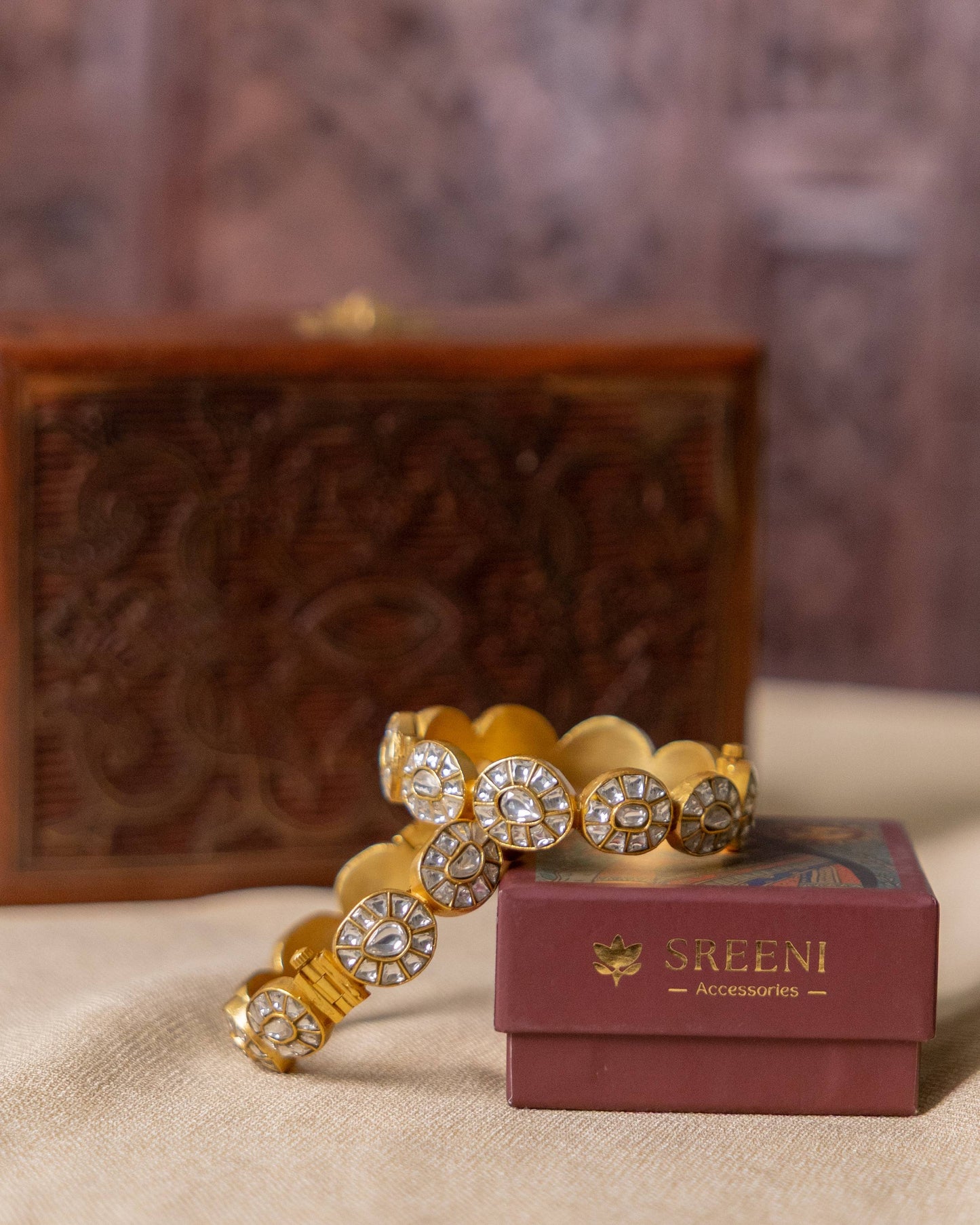 Jadau Kundan Gold Plated Bangles — White | BA093 | BA094 | BA095