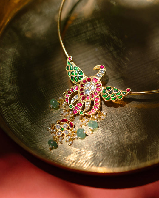 Jadau Kundan Minimal Chain Necklace | Multi Colour | NC619