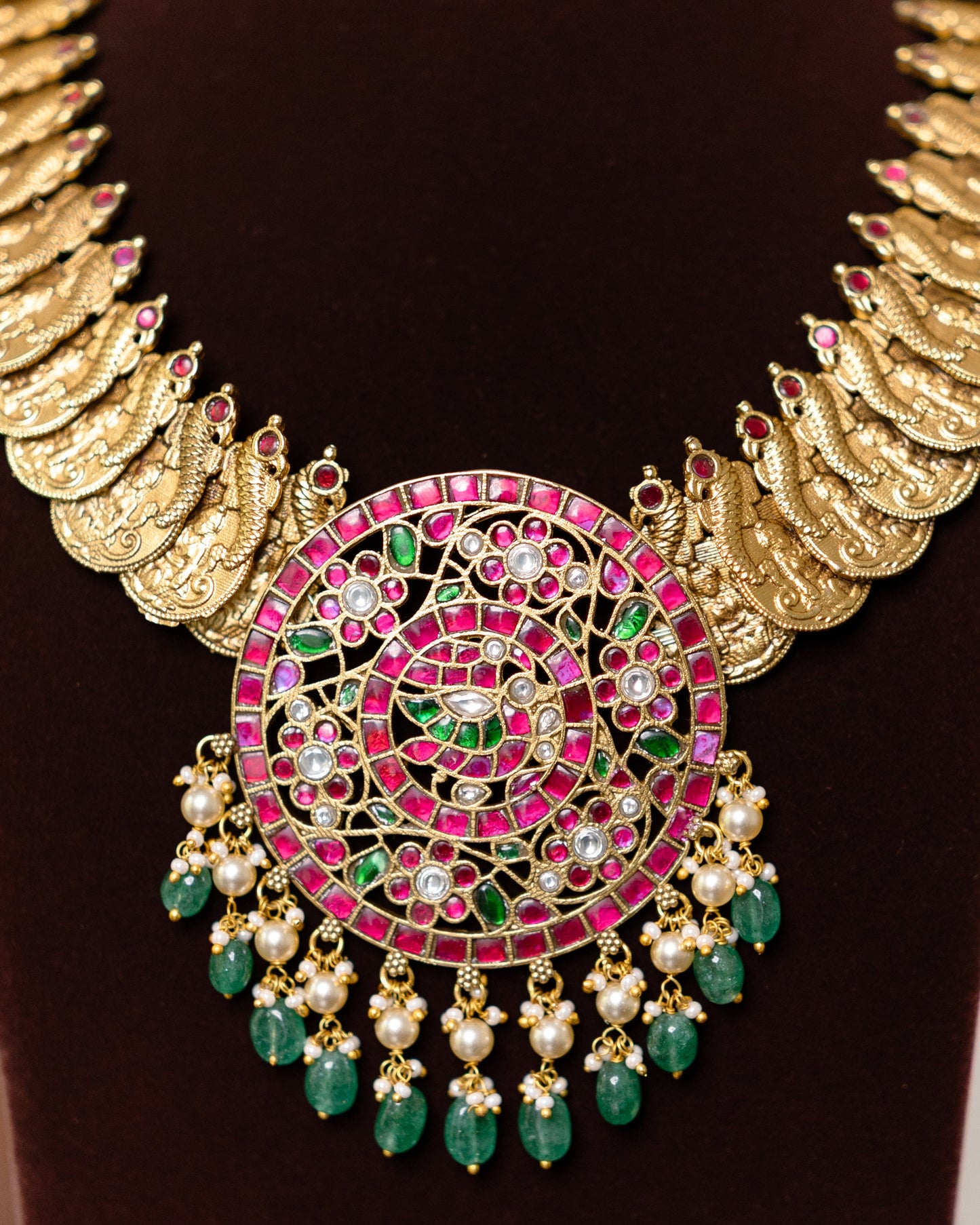 Heritage Kaasu Haram with Royal Peacock Pendant  | NC609