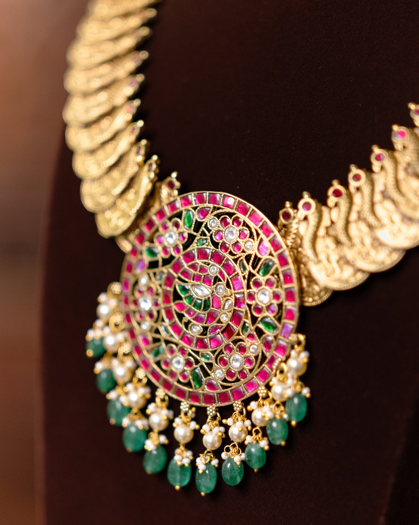 Heritage Kaasu Haram with Royal Peacock Pendant  | NC609