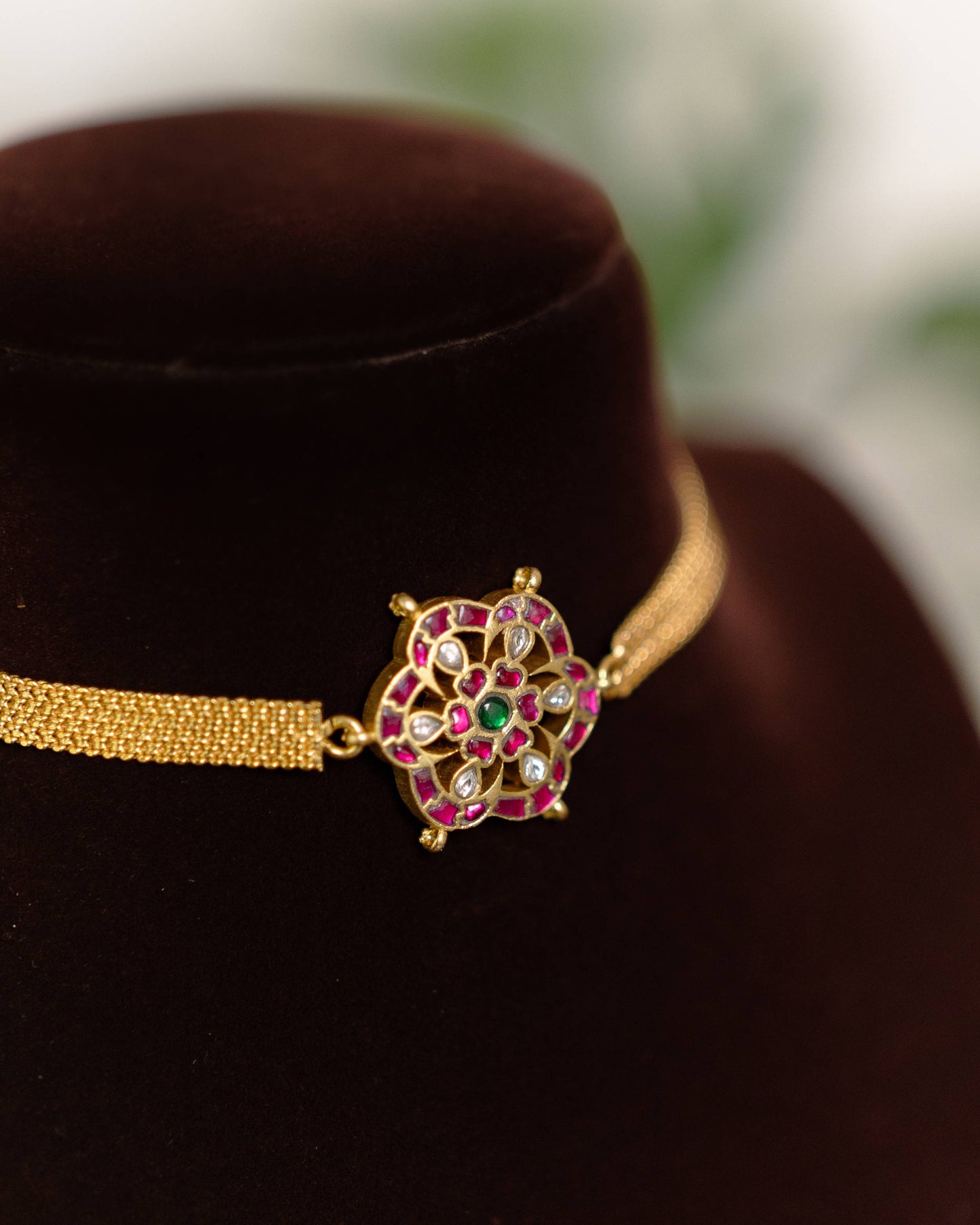 2 in 1 Kundan Chain Choker Floral Design | Handmade Gold Plated | NC624