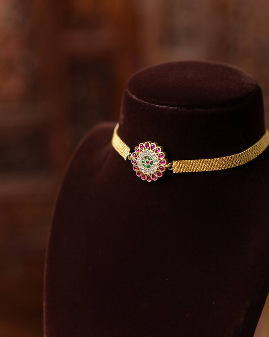 2 in 1 Kundan Chain Choker Floral Design | Handmade Gold Plated | NC625