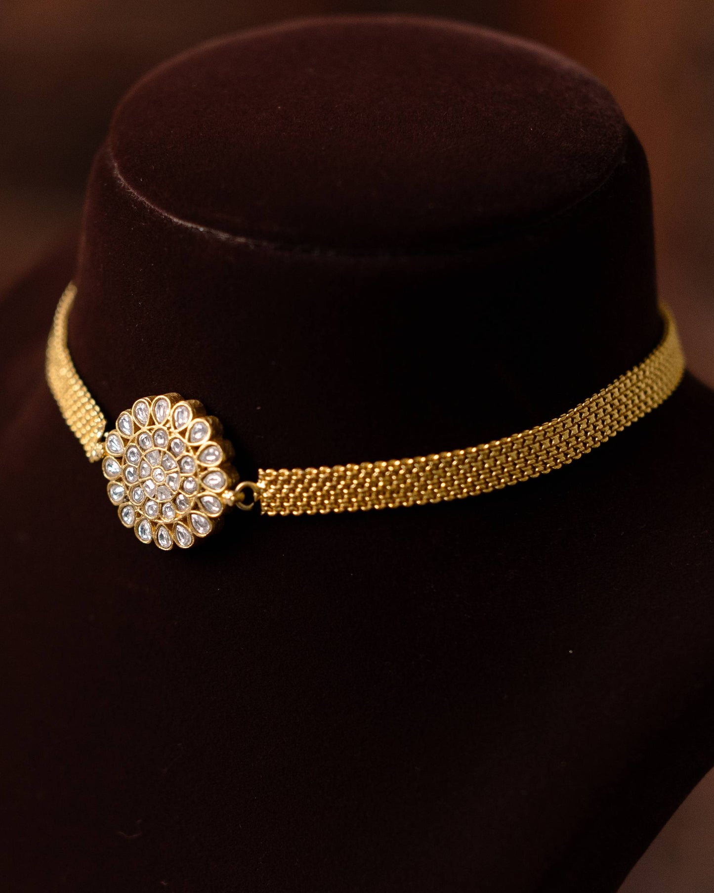 2 in 1 Kundan Chain Choker Floral Design | Handmade Gold Plated | NC625