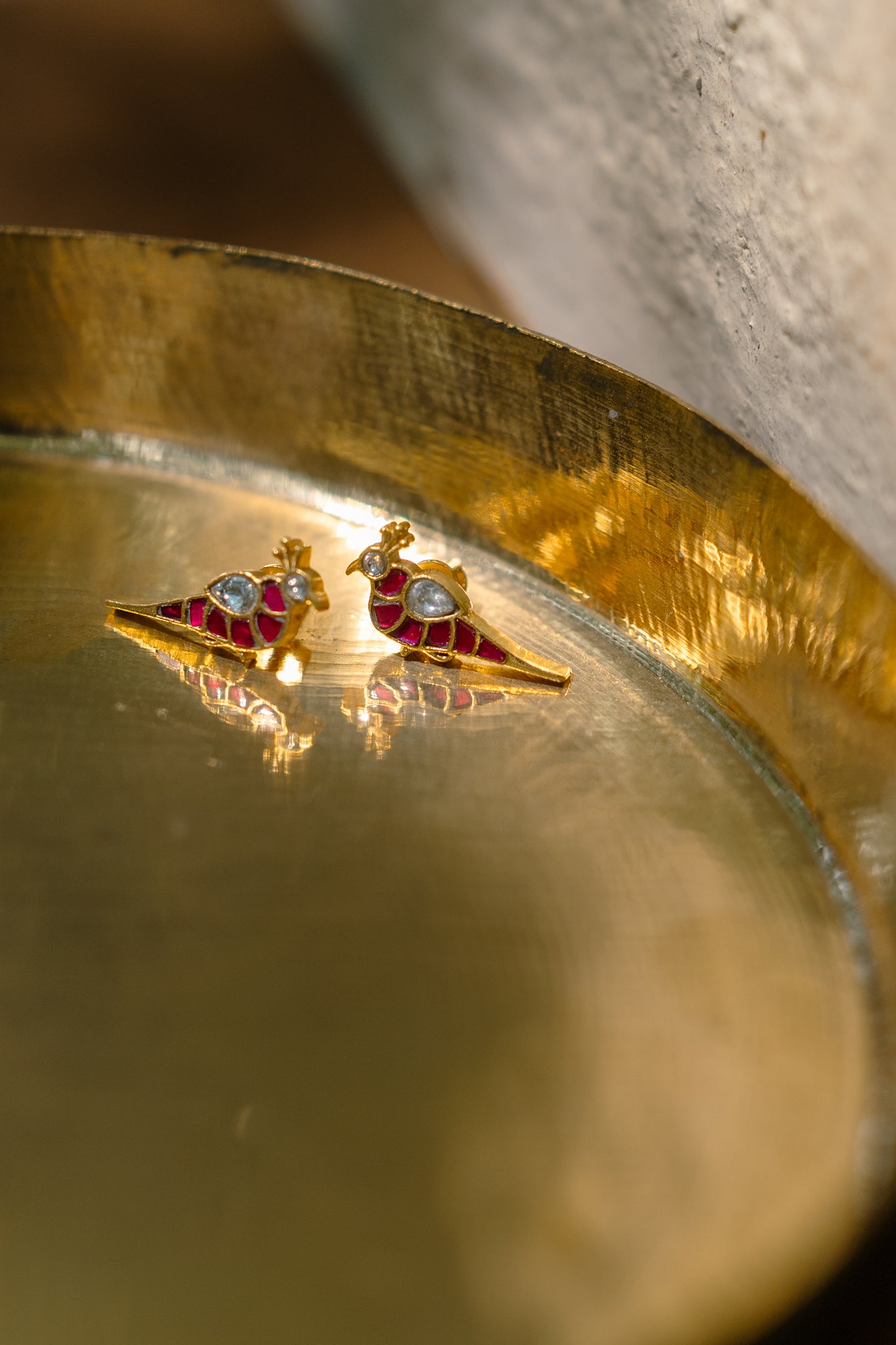 Parrot Ruby Floral Stud Earrings | ER344