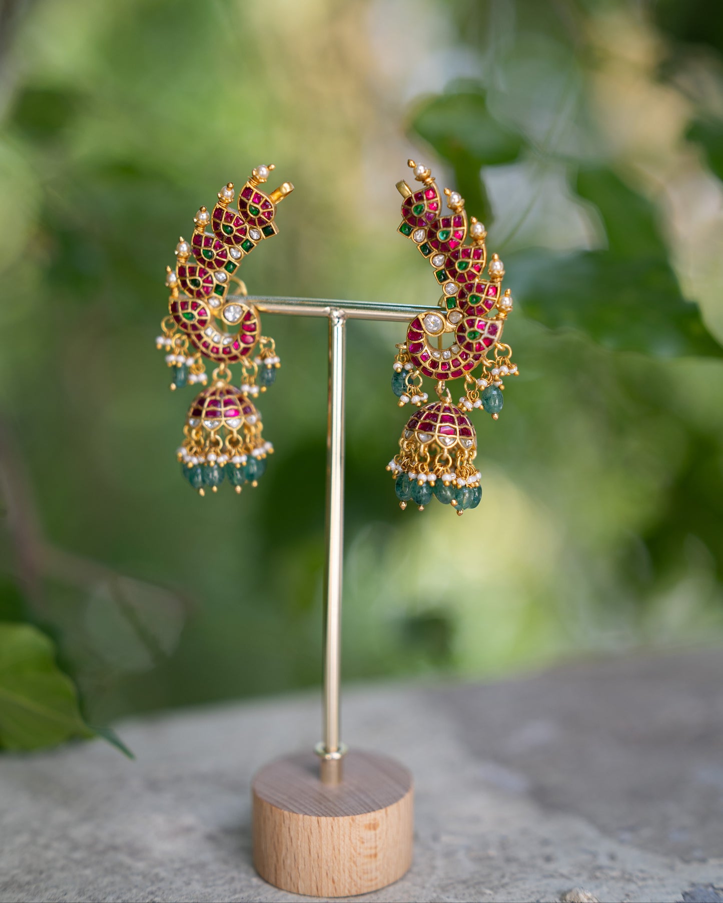 Multicolor Floral Jadau Kundan Jhumkas  | ER370