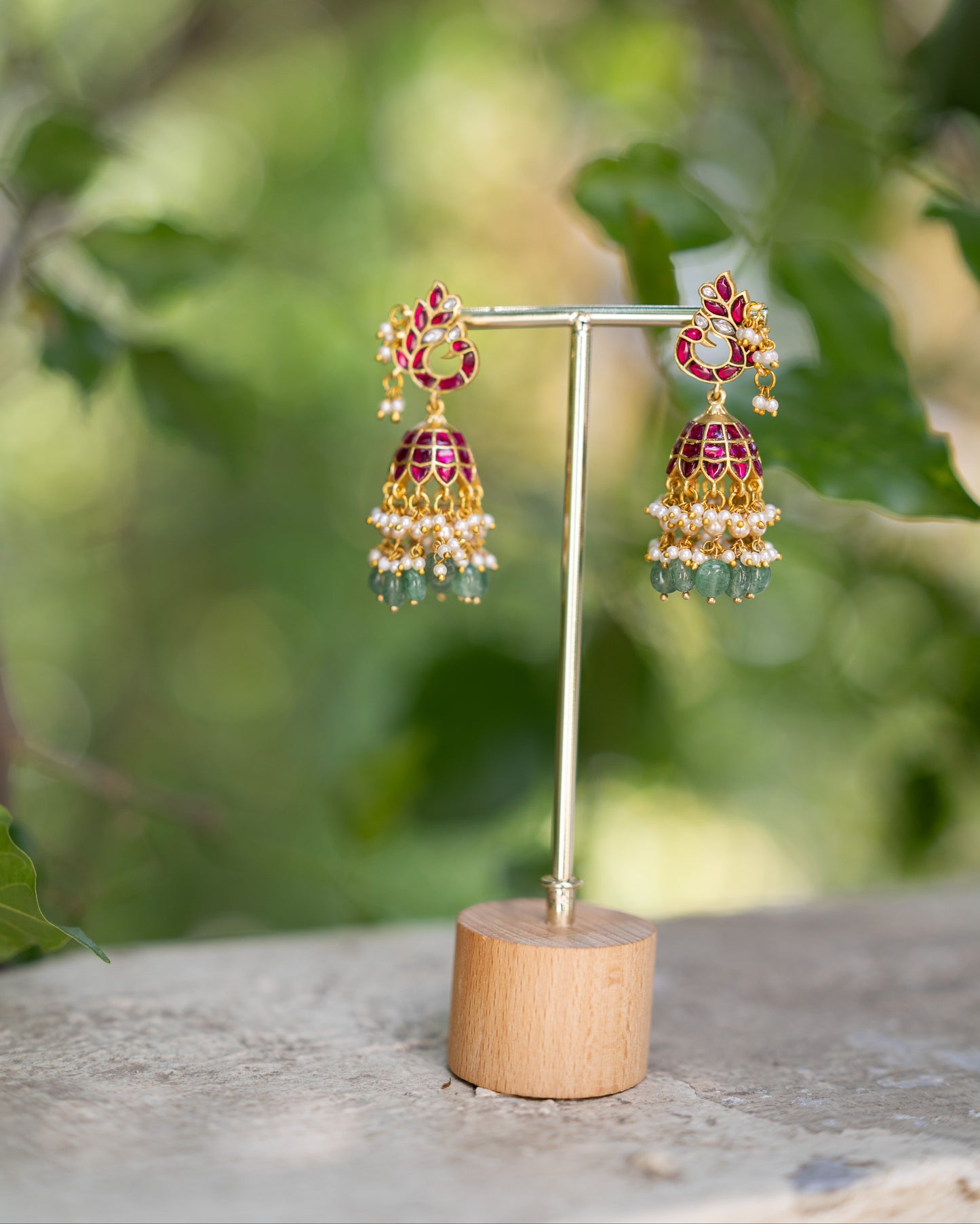 Multicolor Floral Jadau Kundan Jhumkas  | ER368