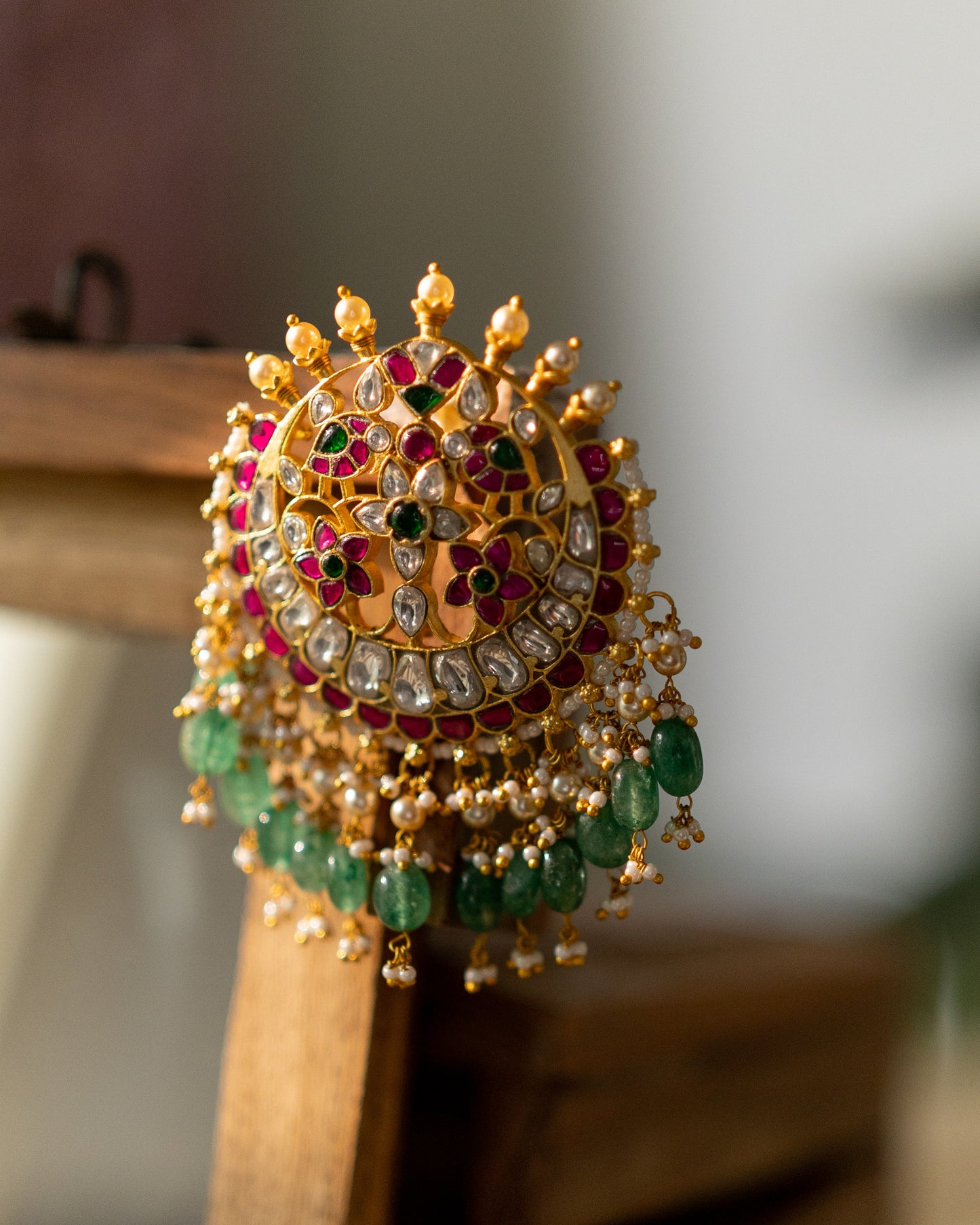 Multicolor Royal Floral Peacock Jadau Kundan Pendant | HA311