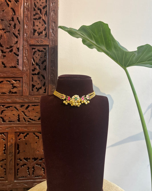 Kundan Chain Choker with Earrings | Handmade Gold Plated | NC278