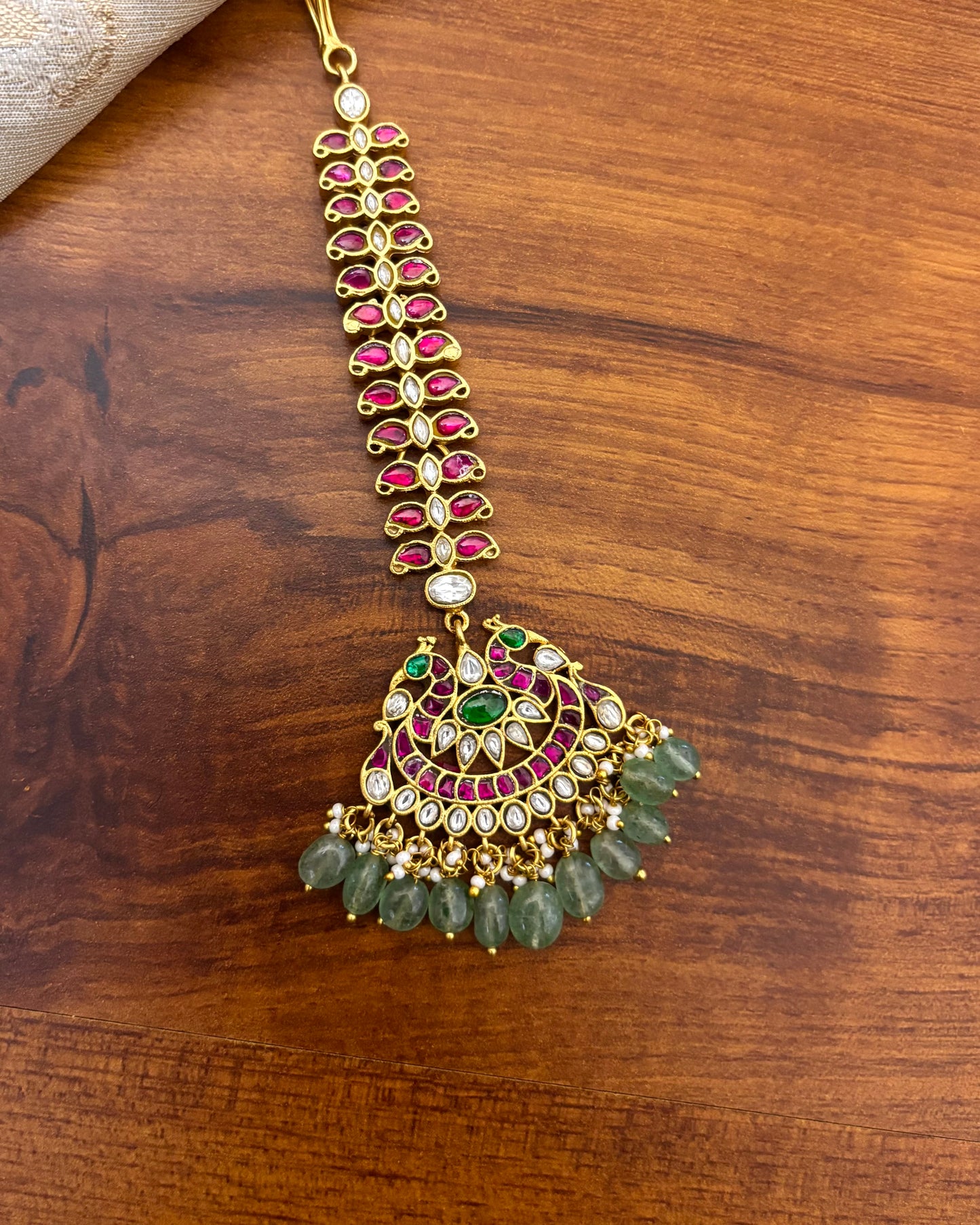Statement Peacock Jadau Kundan Bridal Maang Tikka | MT118