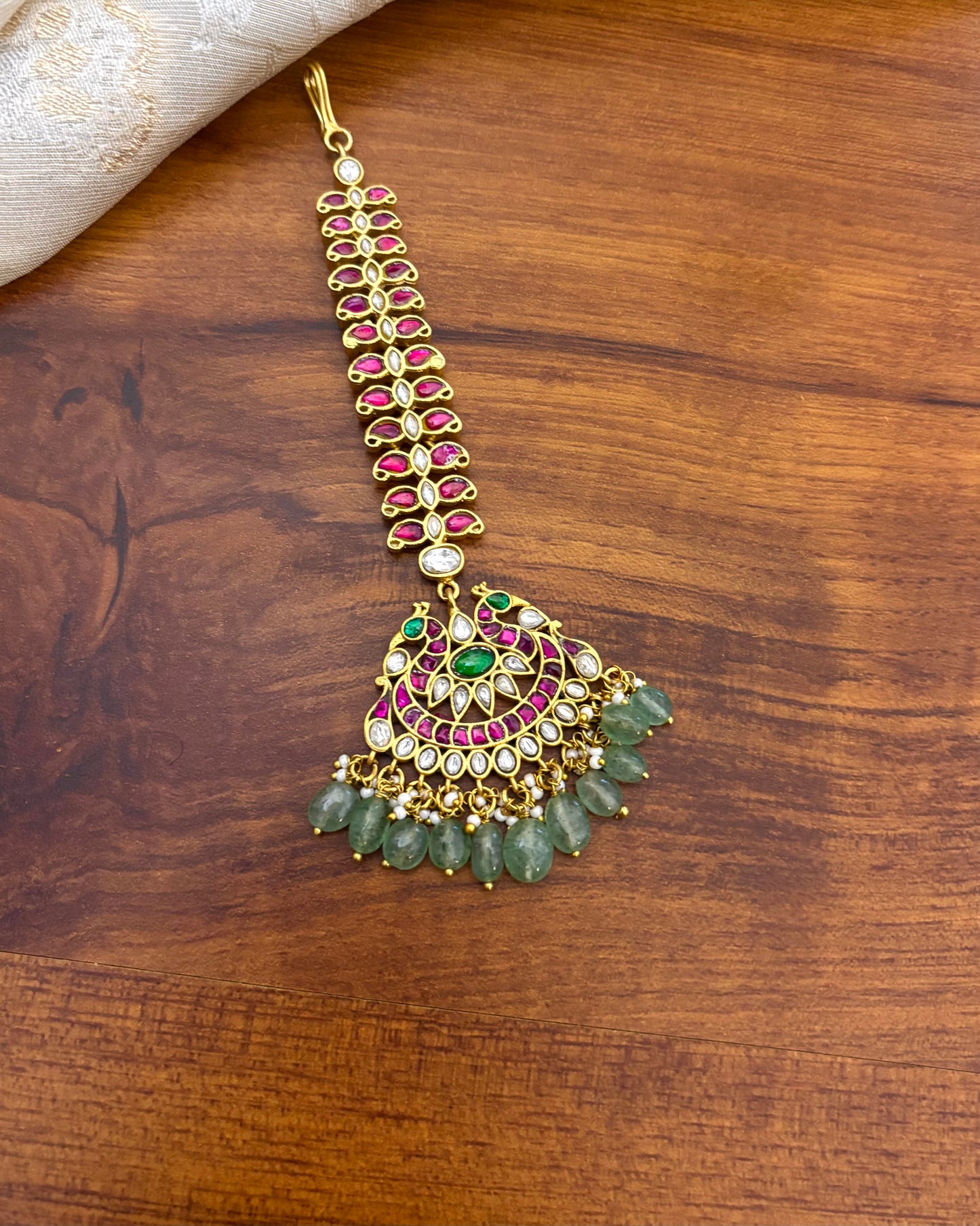 Statement Peacock Jadau Kundan Bridal Maang Tikka | MT118