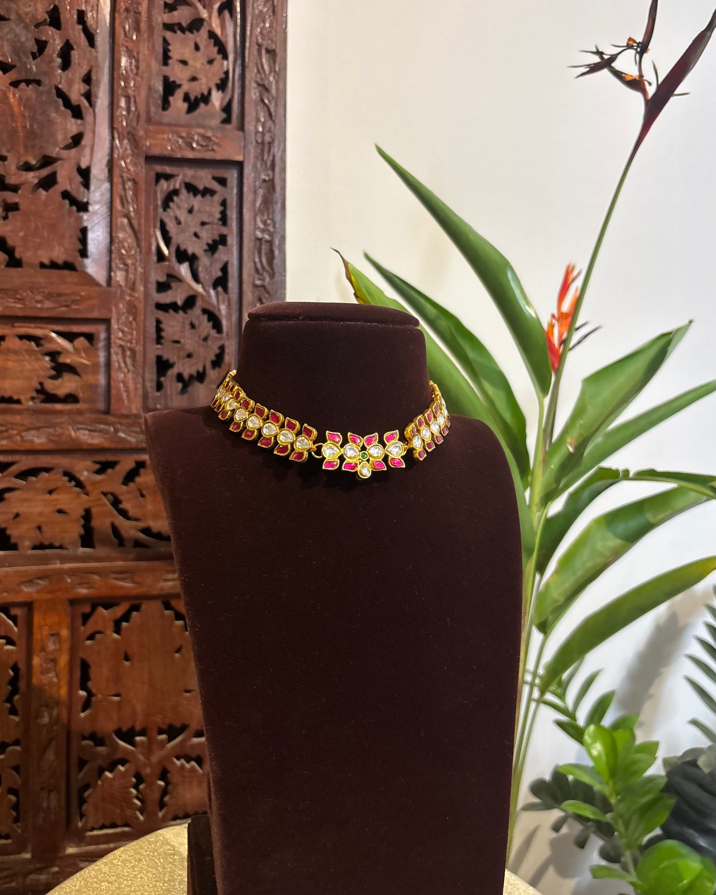 4 in 1 Multi-Color Floral Kundan Choker | Handmade Gold Plated | NC207