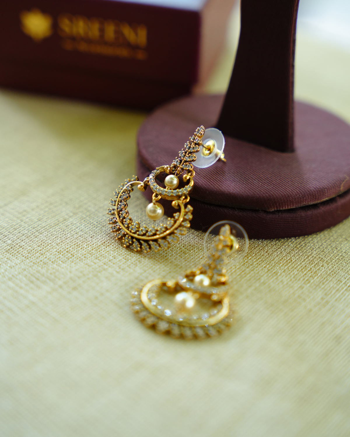 Mini Kundan Chandbali Earrings with Pearl Drops