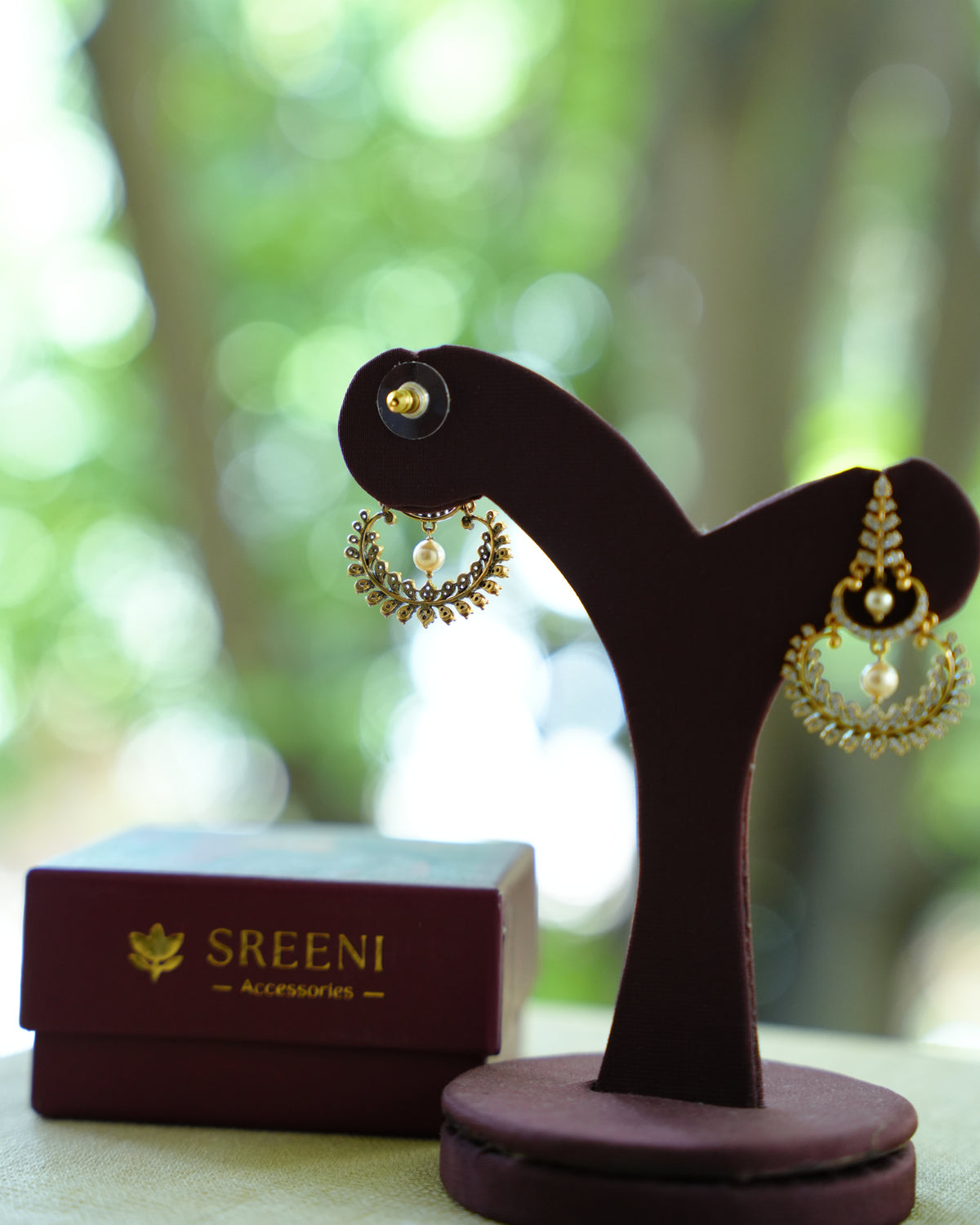Mini Kundan Chandbali Earrings with Pearl Drops
