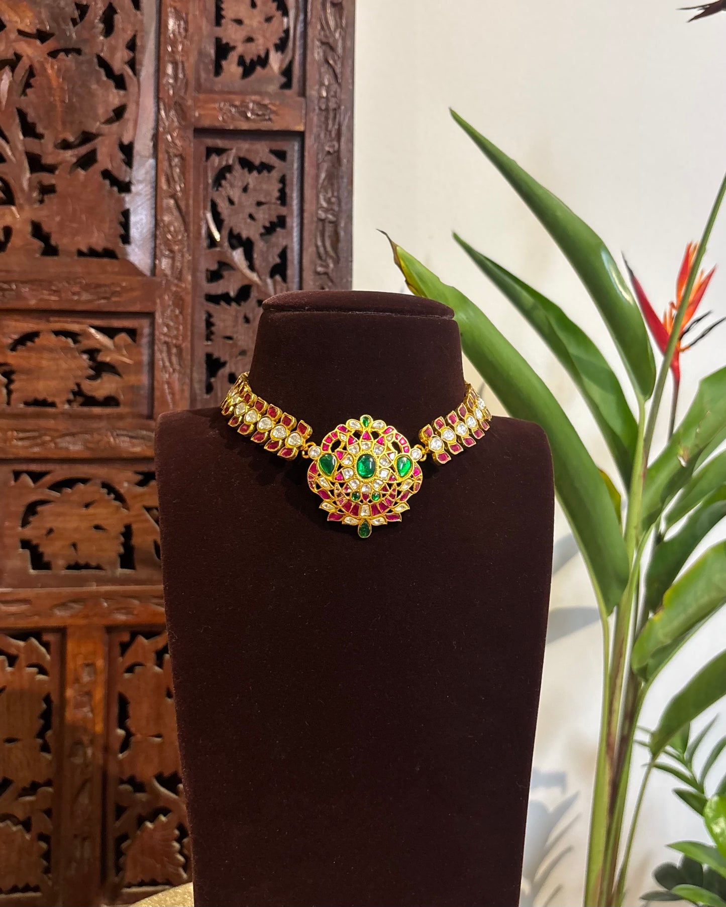 4 in 1 Multi-Color Floral Kundan Choker | Handmade Gold Plated | NC207