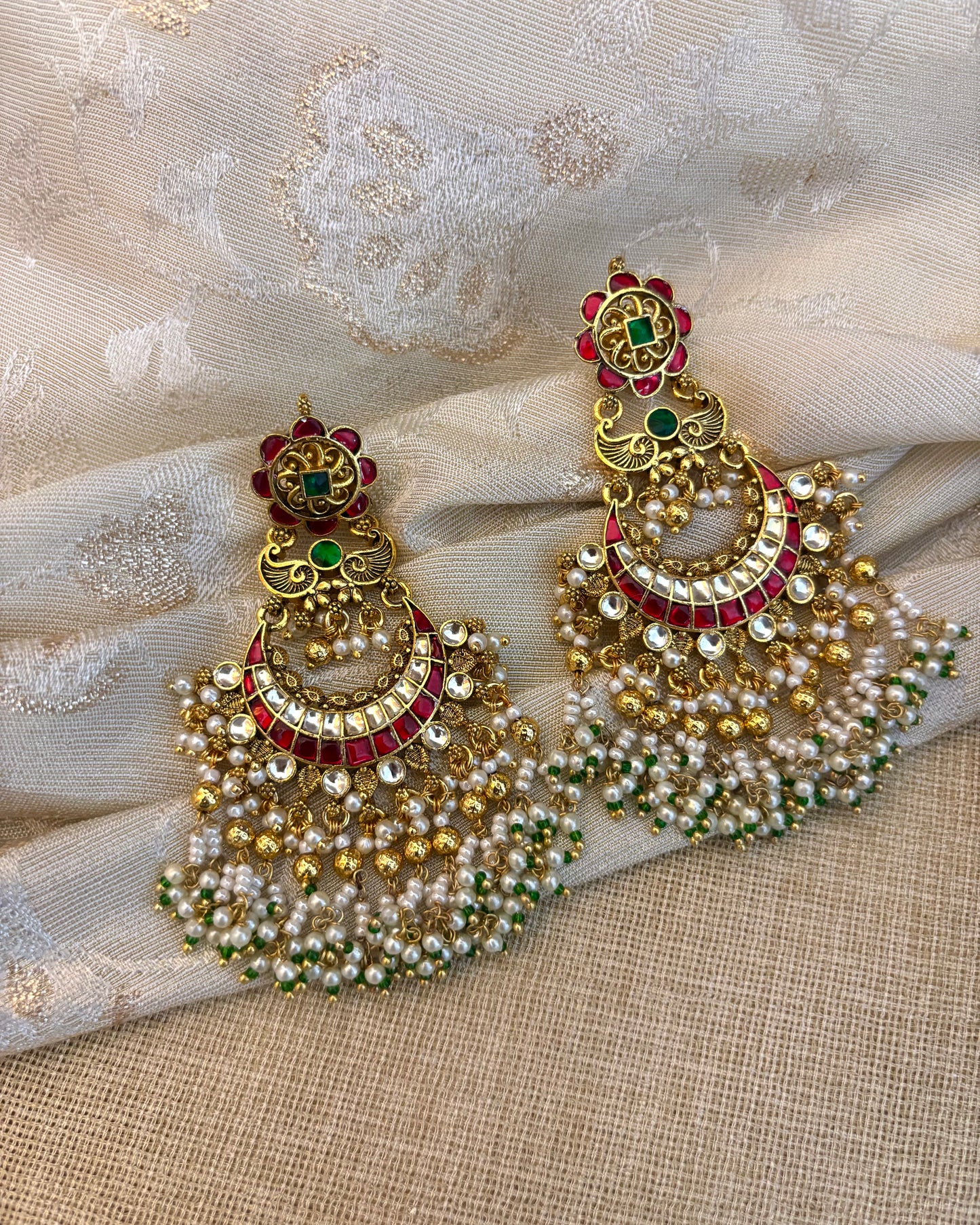 Heritage Glow Antique Kundan Earrings | ER121