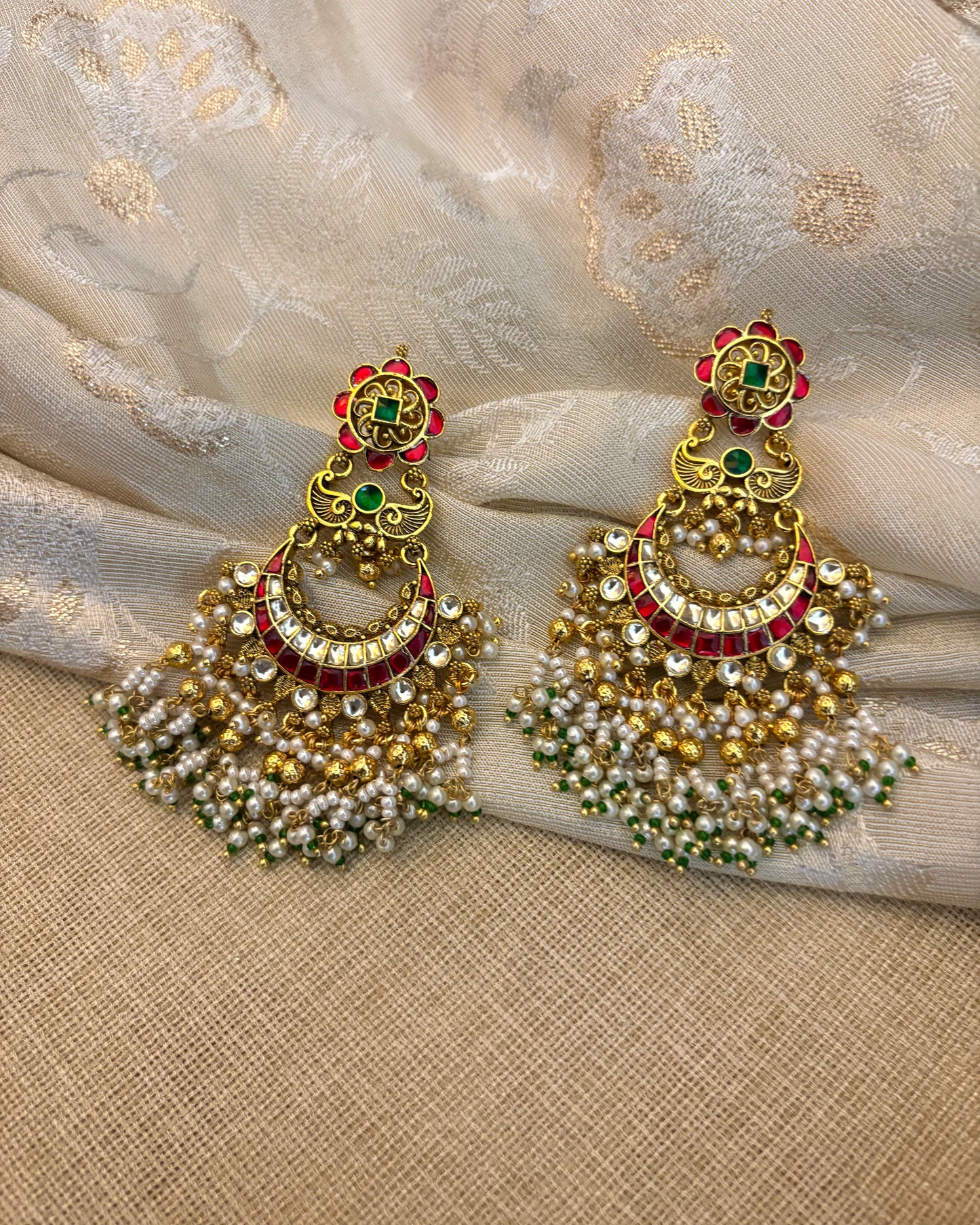 Heritage Glow Antique Kundan Earrings | ER121