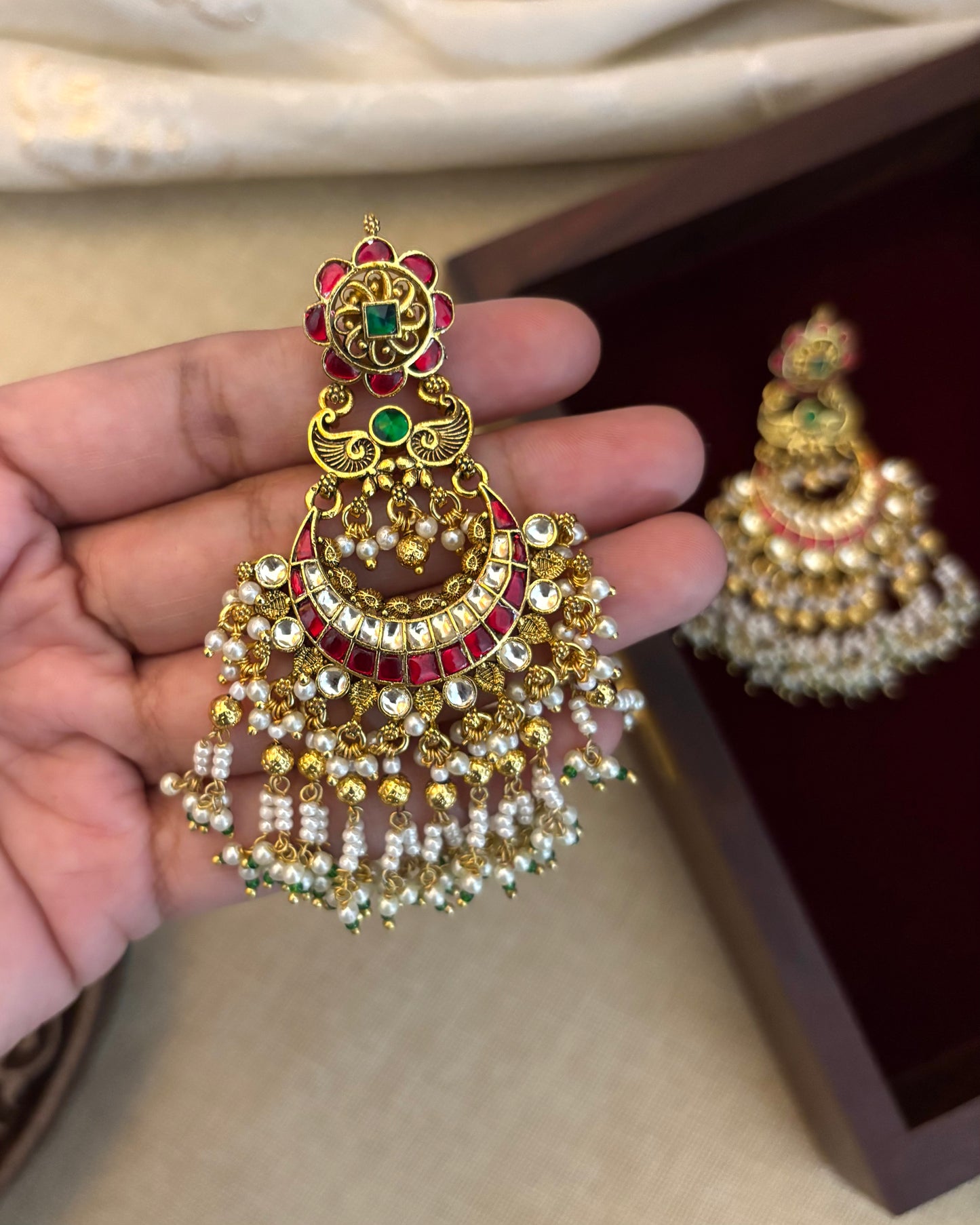 Heritage Glow Antique Kundan Earrings | ER121