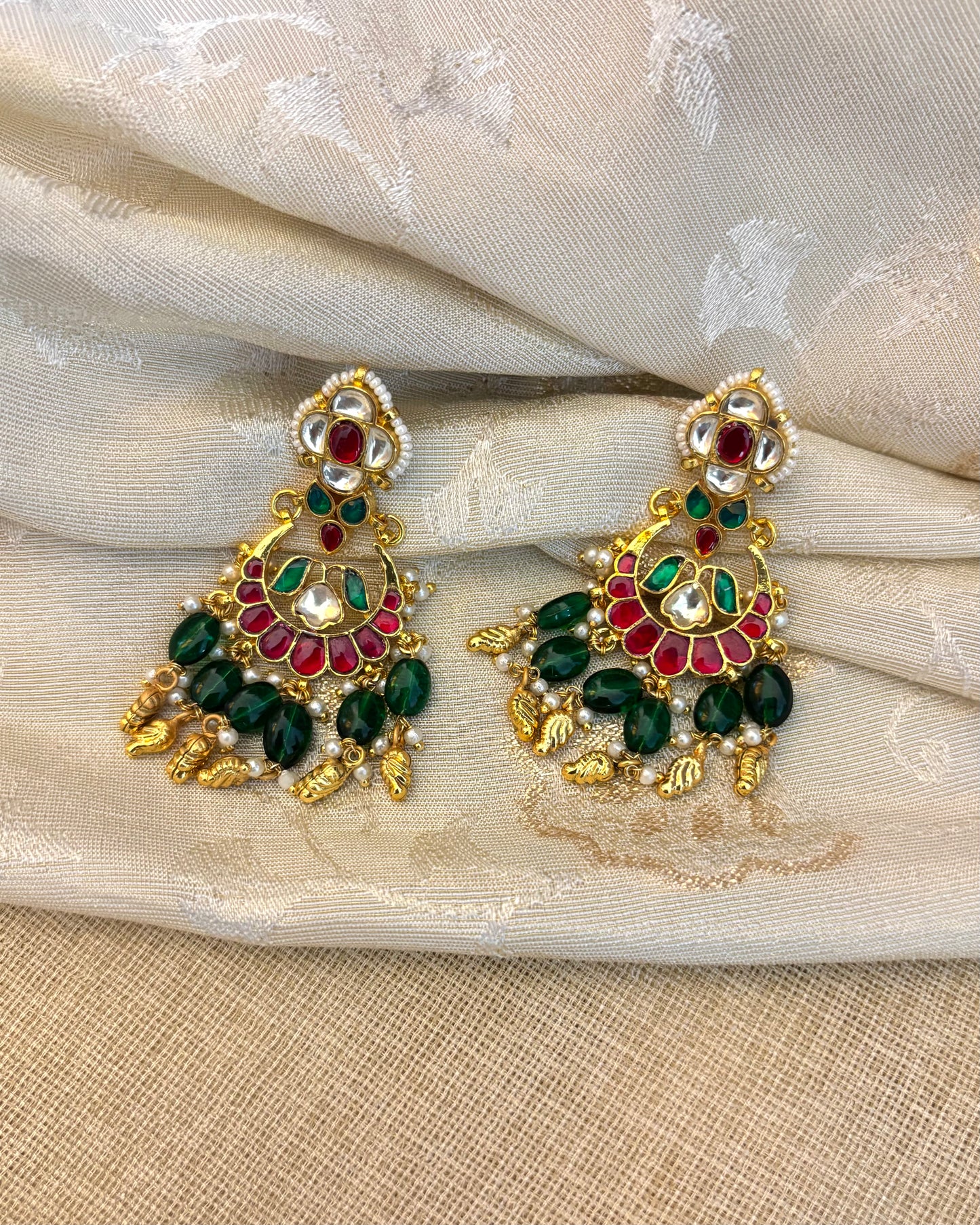 Floral Statement Multicolor Jadau Kundan Earrings | ER124
