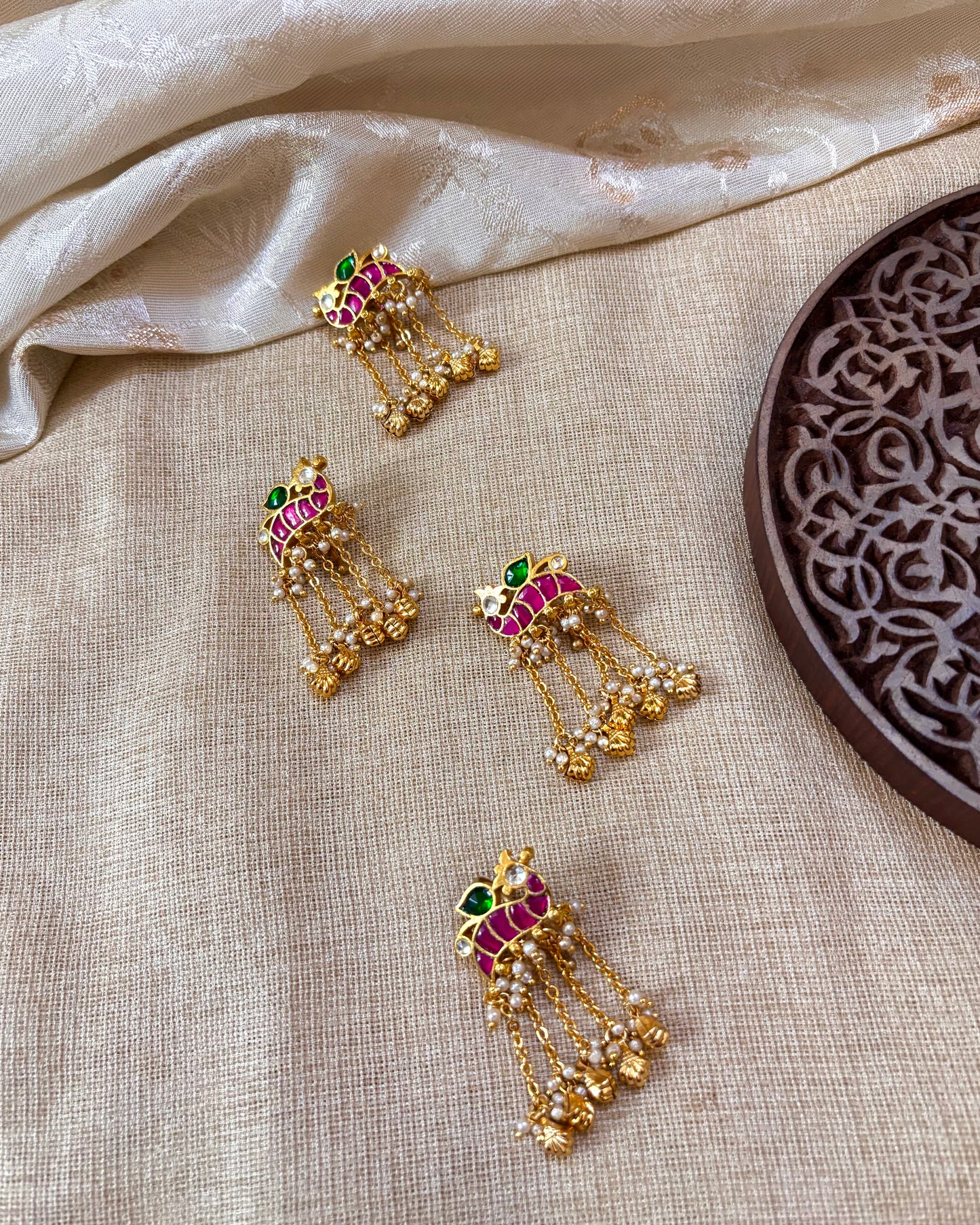 Royal Peacock Jadau Kundan Hair Pendants – Elegance for Your Braids | HA068
