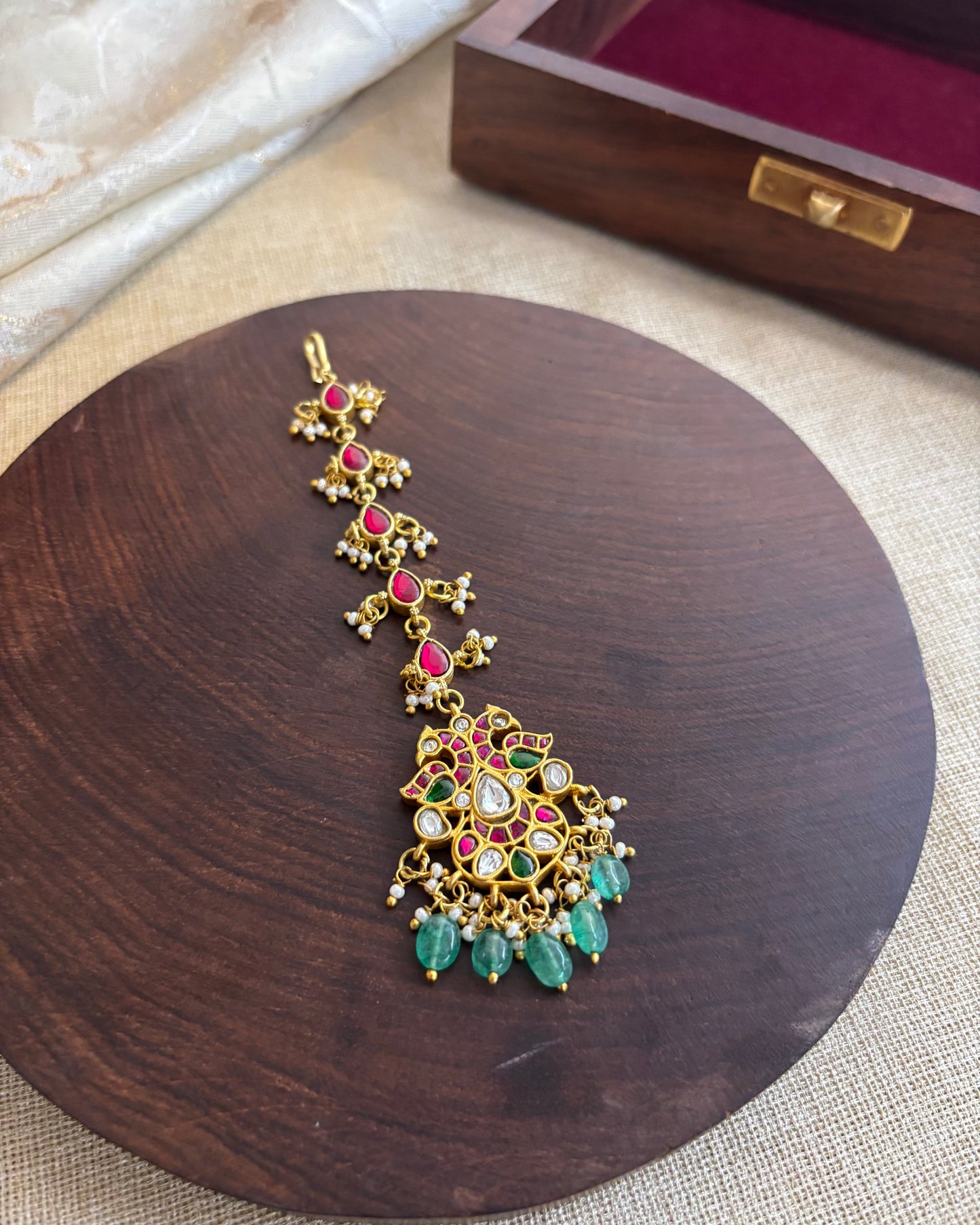 Peacock-Inspired Jadau Maang Tikka | MT133