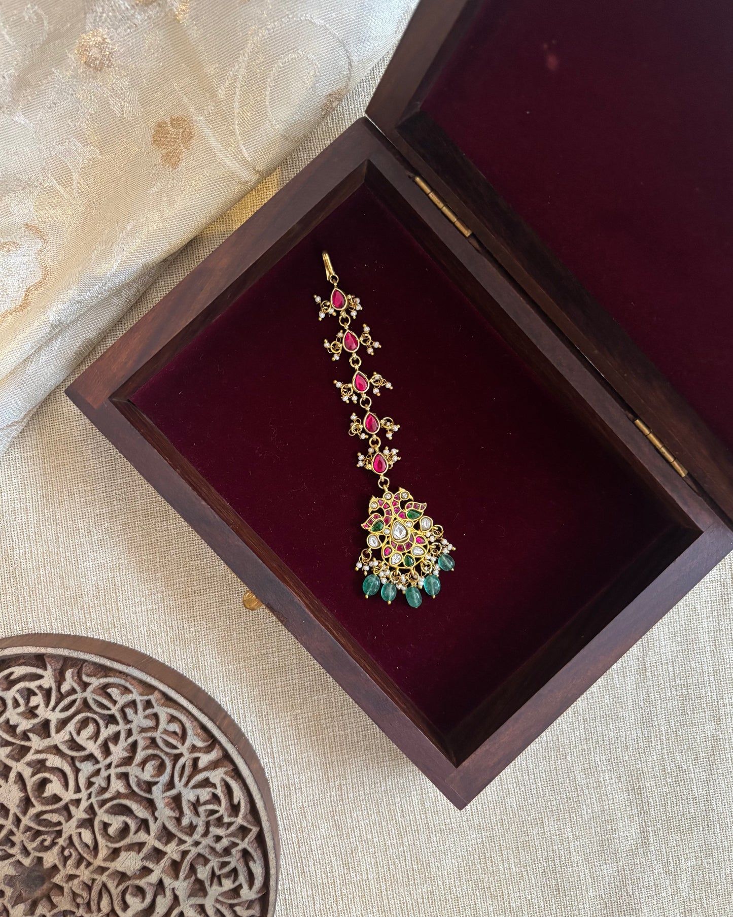 Peacock-Inspired Jadau Maang Tikka | MT133