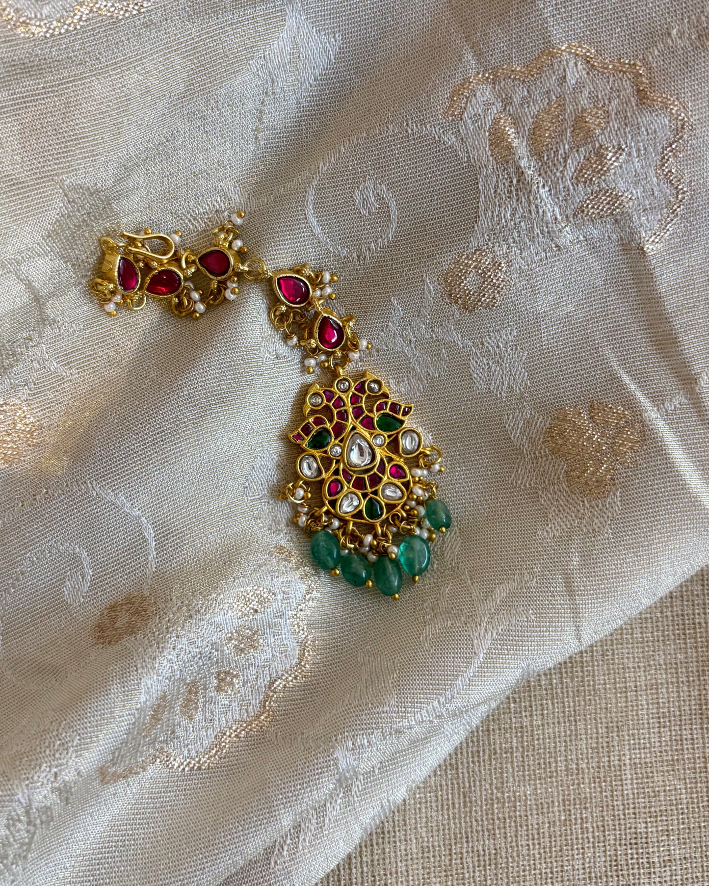 Peacock-Inspired Jadau Maang Tikka | MT133