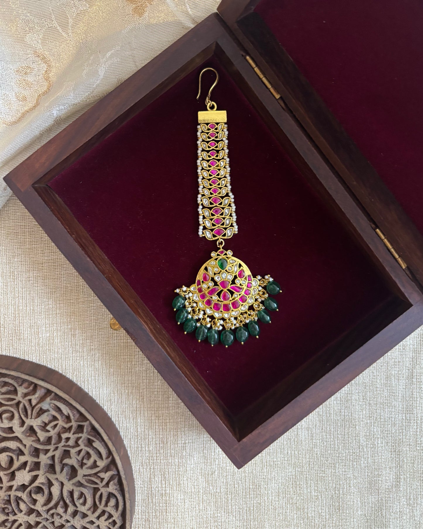 Statement Floral Jadau Kundan Bridal Maang Tikka | MT139