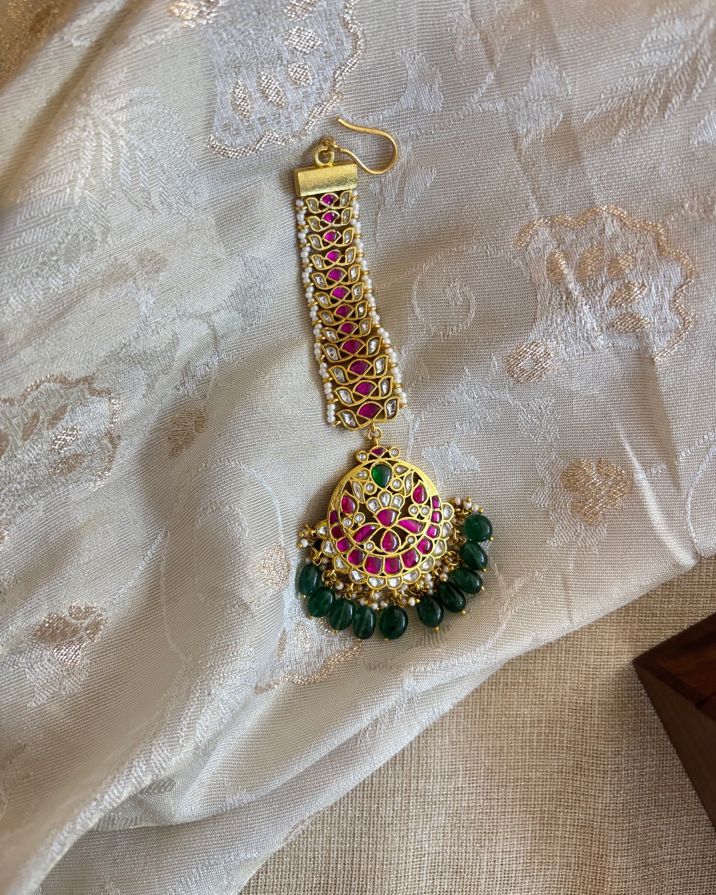 Statement Floral Jadau Kundan Bridal Maang Tikka | MT139