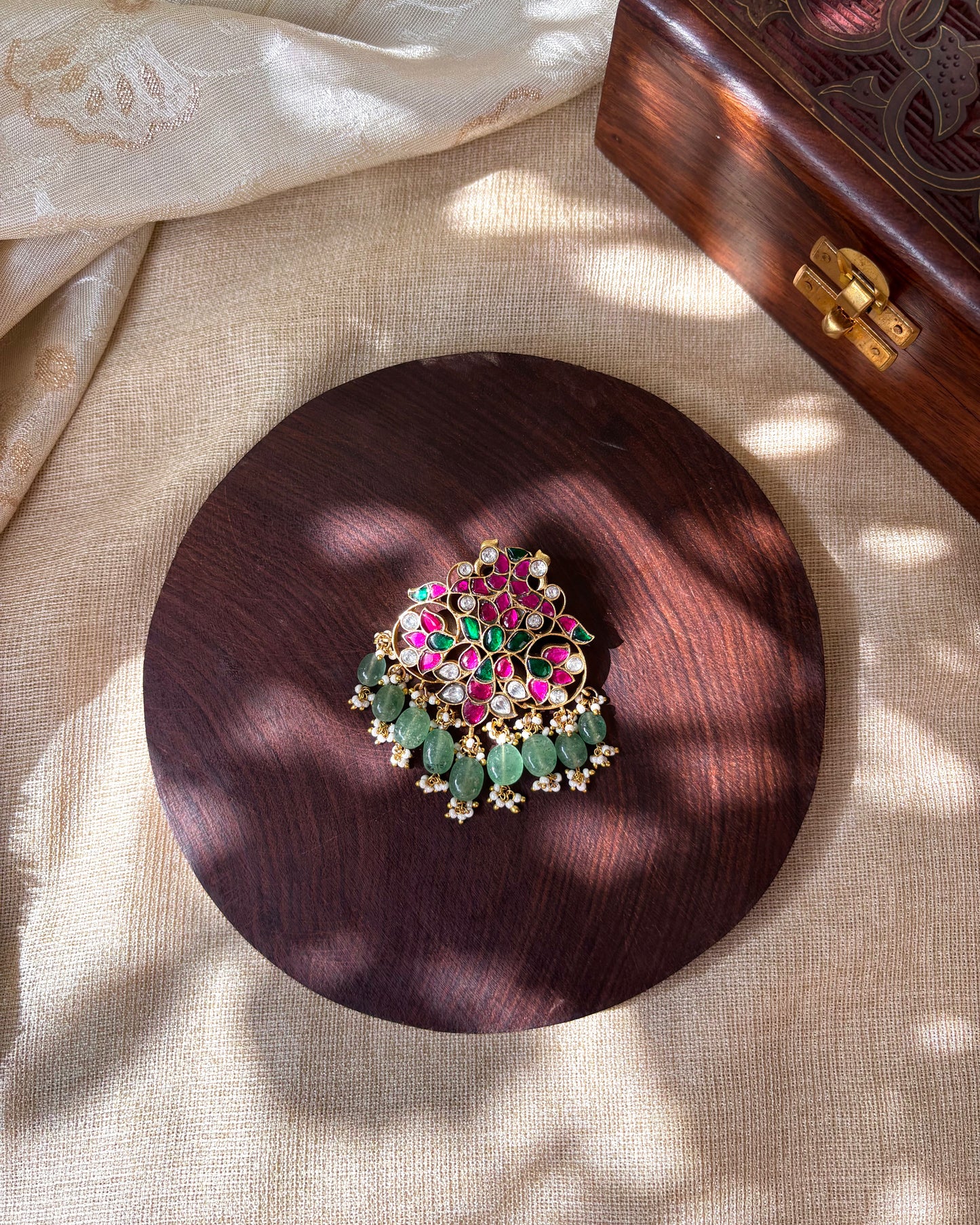 Multicolor Handcrafted Jadau Kundan Peacock Hair Pin | HA069