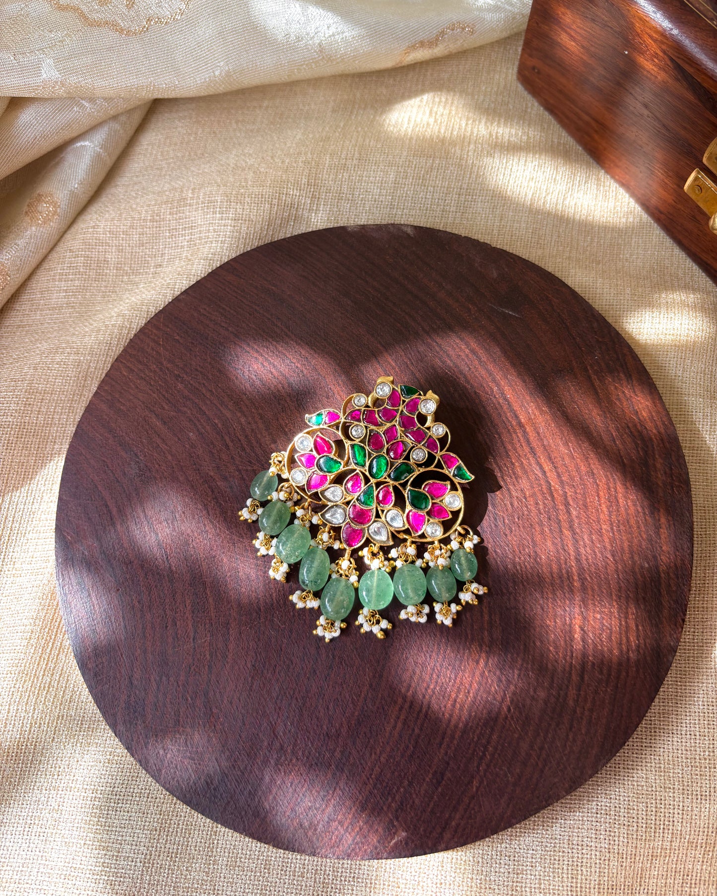 Multicolor Handcrafted Jadau Kundan Peacock Hair Pin | HA069