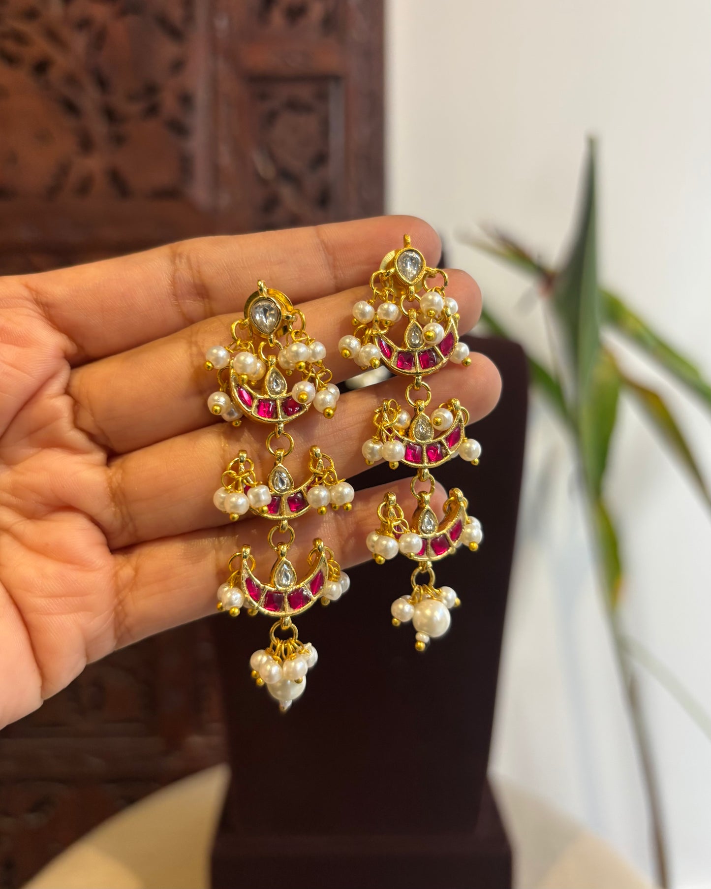 Classic Pearl Chand Choker Set | Crescent Motif with Matching Earrings| NC233