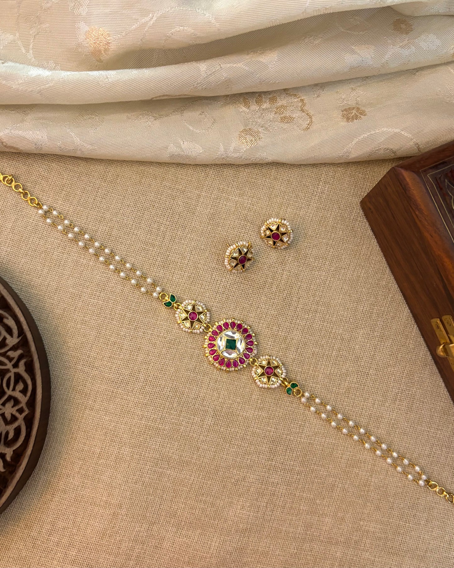 Multi-Color Floral Kundan Choker | Handmade Gold Plated | NC142