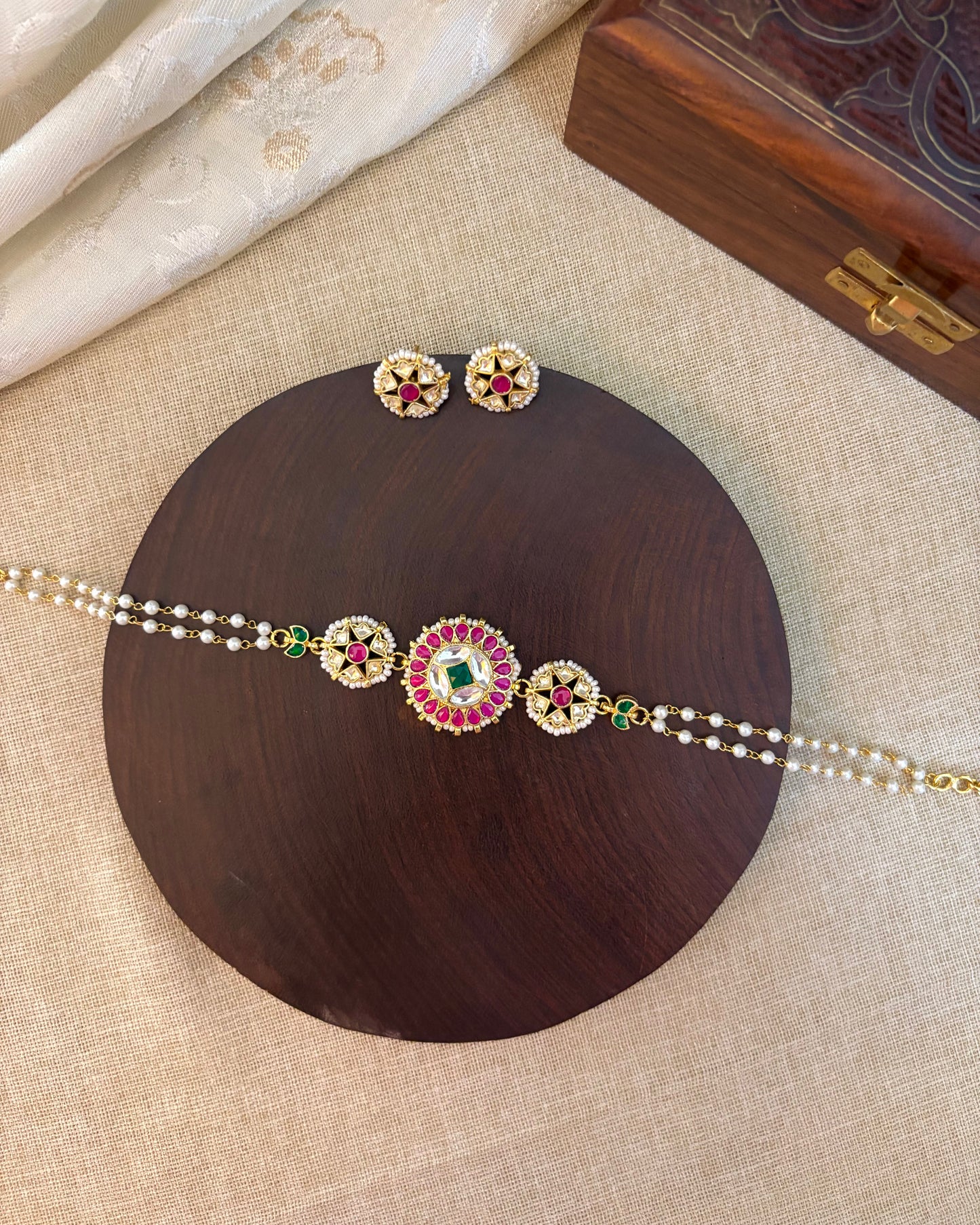 Multi-Color Floral Kundan Choker | Handmade Gold Plated | NC142