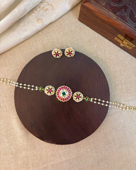 Multi-Color Floral Kundan Choker | Handmade Gold Plated | NC142