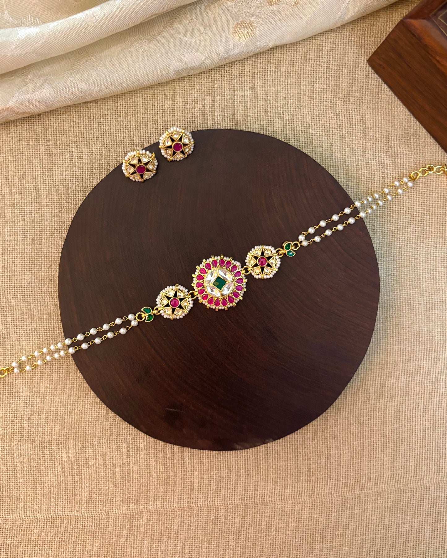 Multi-Color Floral Kundan Choker | Handmade Gold Plated | NC142