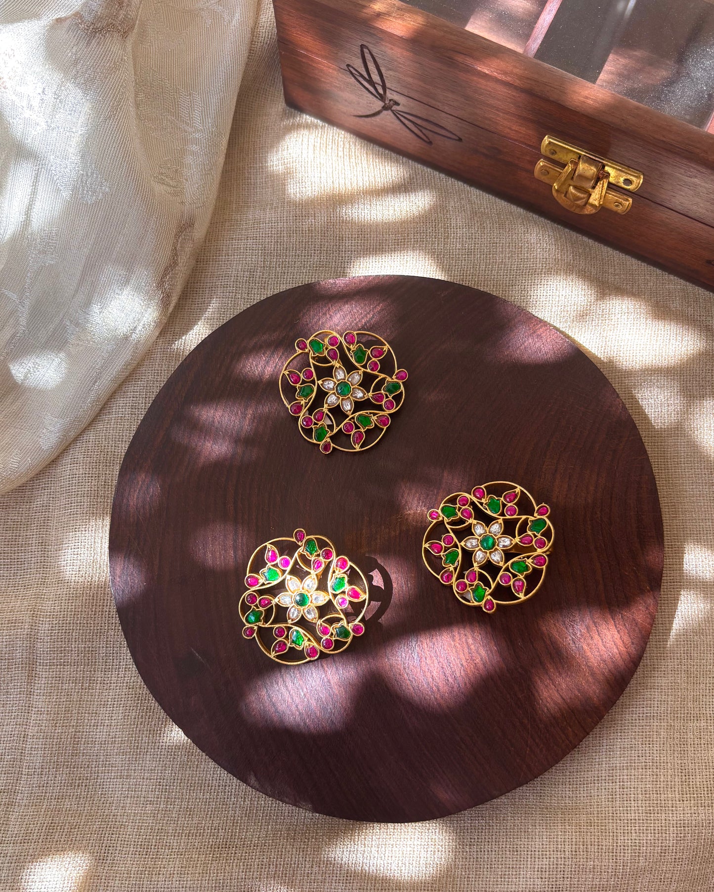 Multicolor Floral Jadau Kundan Hair Pendants | HA078