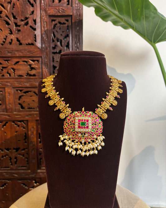 The Royal Kaasu Edit: Jadau Kundan Matte Finish Necklace | NC245