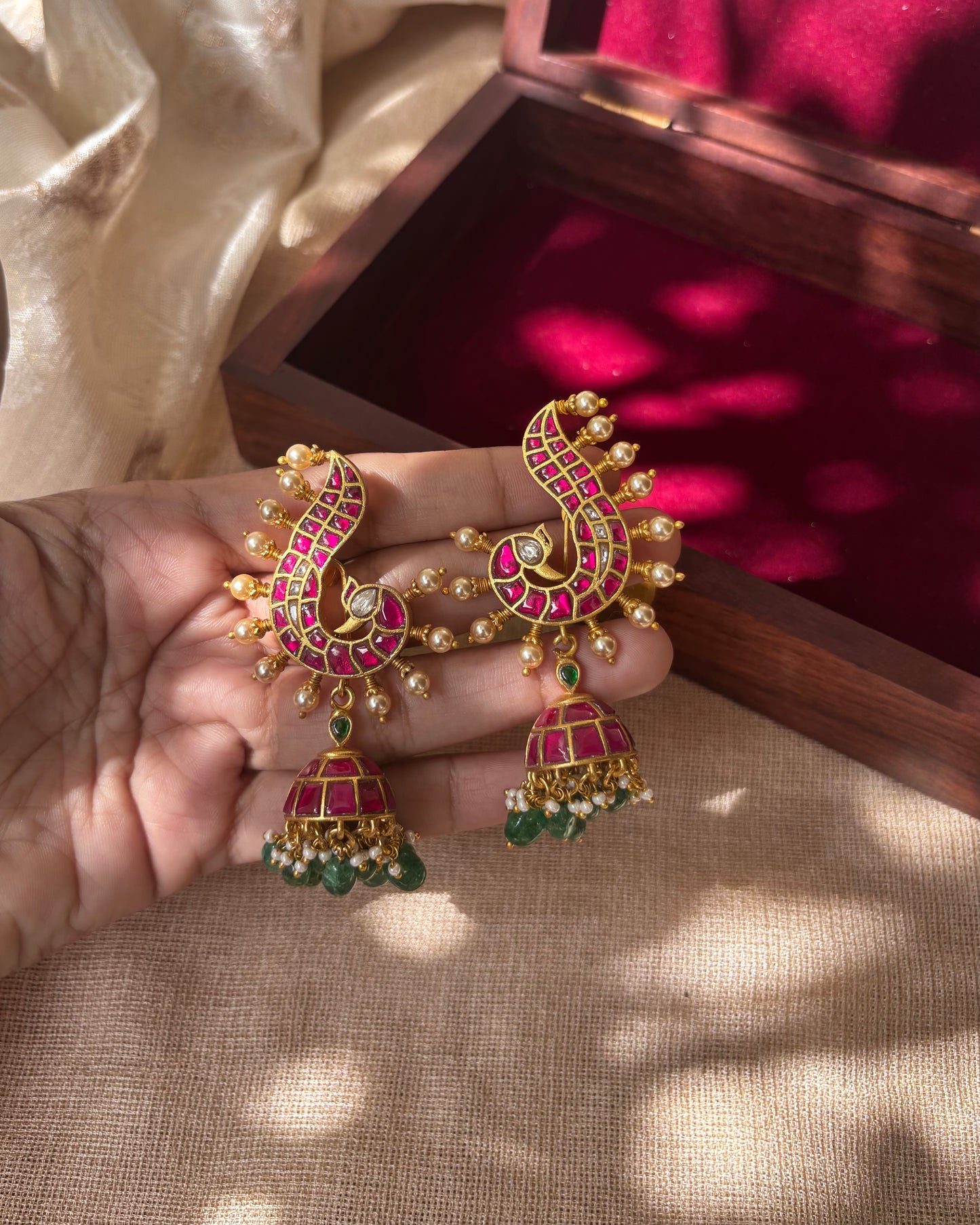 Jadau Kundan Peacock Jhumkas | ER041