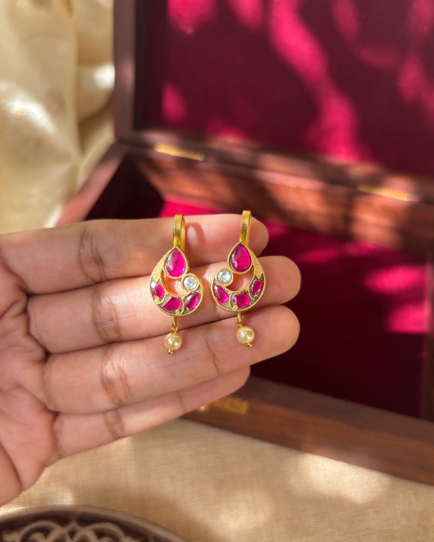 Handcrafted Peacock Bugadi – Jadau Kundan Ear Accessory in Gold Plating | ER062