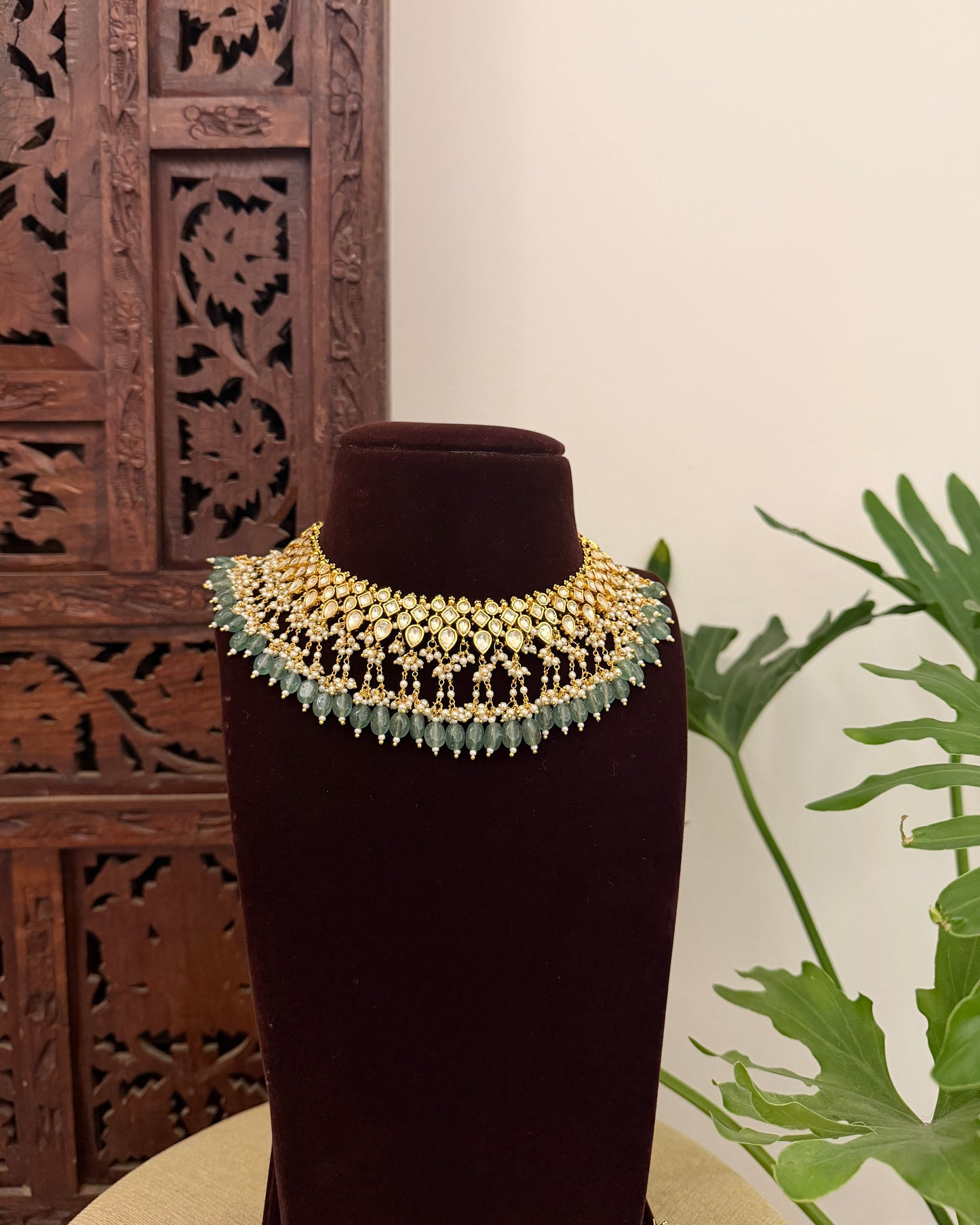 Peacock Kundan Bridal Necklace Set with Matching Earrings & Tikka  | NC682