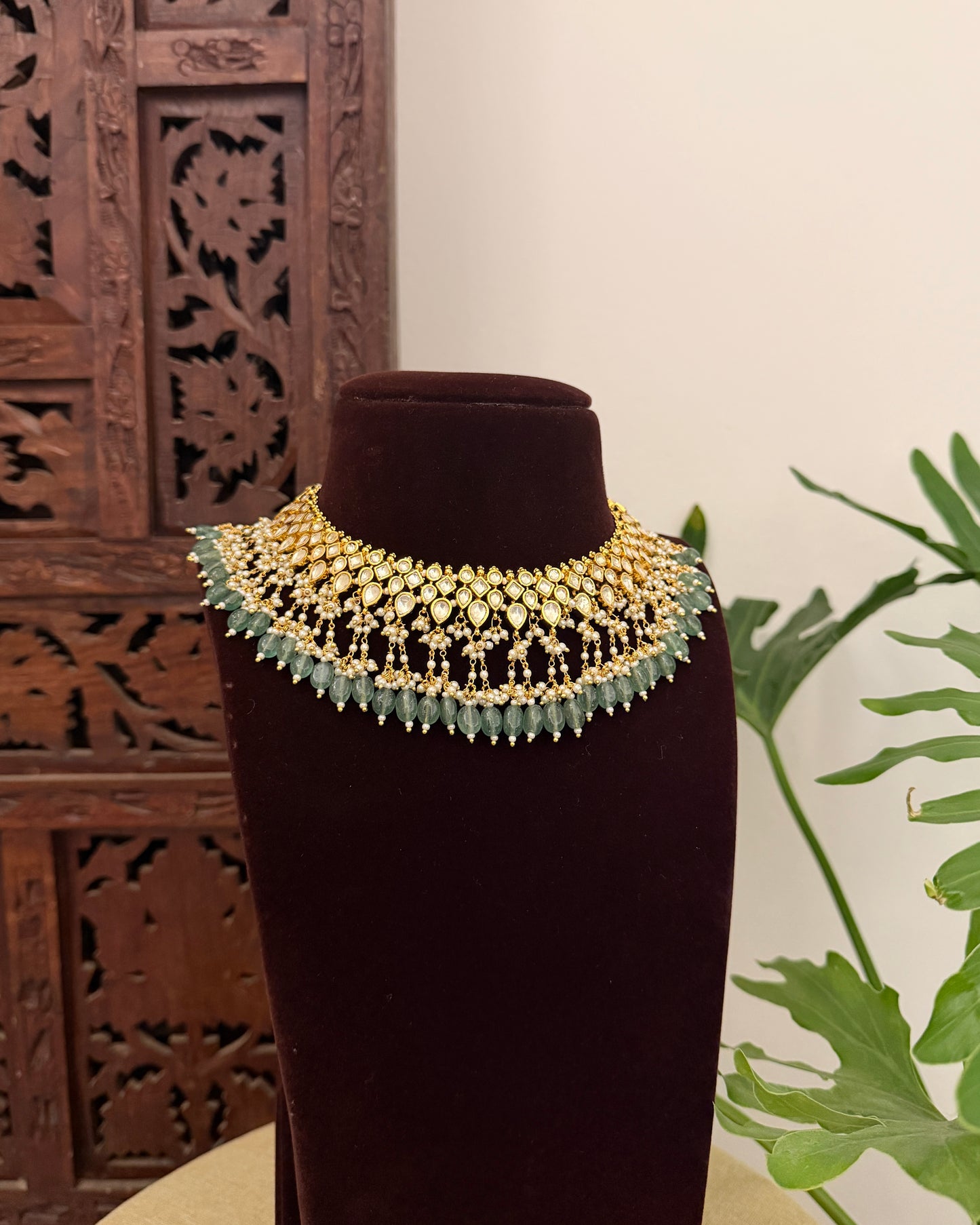 Peacock Kundan Bridal Necklace Set with Matching Earrings & Tikka  | NC682